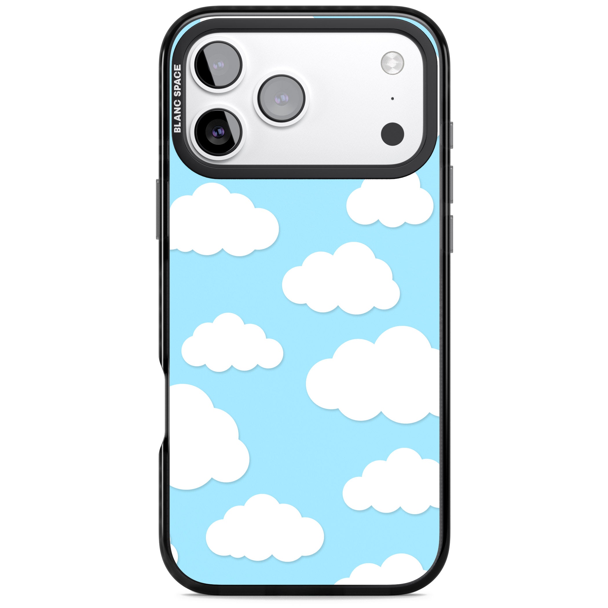 Blue Sky & Clouds Pattern iPhone 17 Pro Impact Pro Black Phone Case