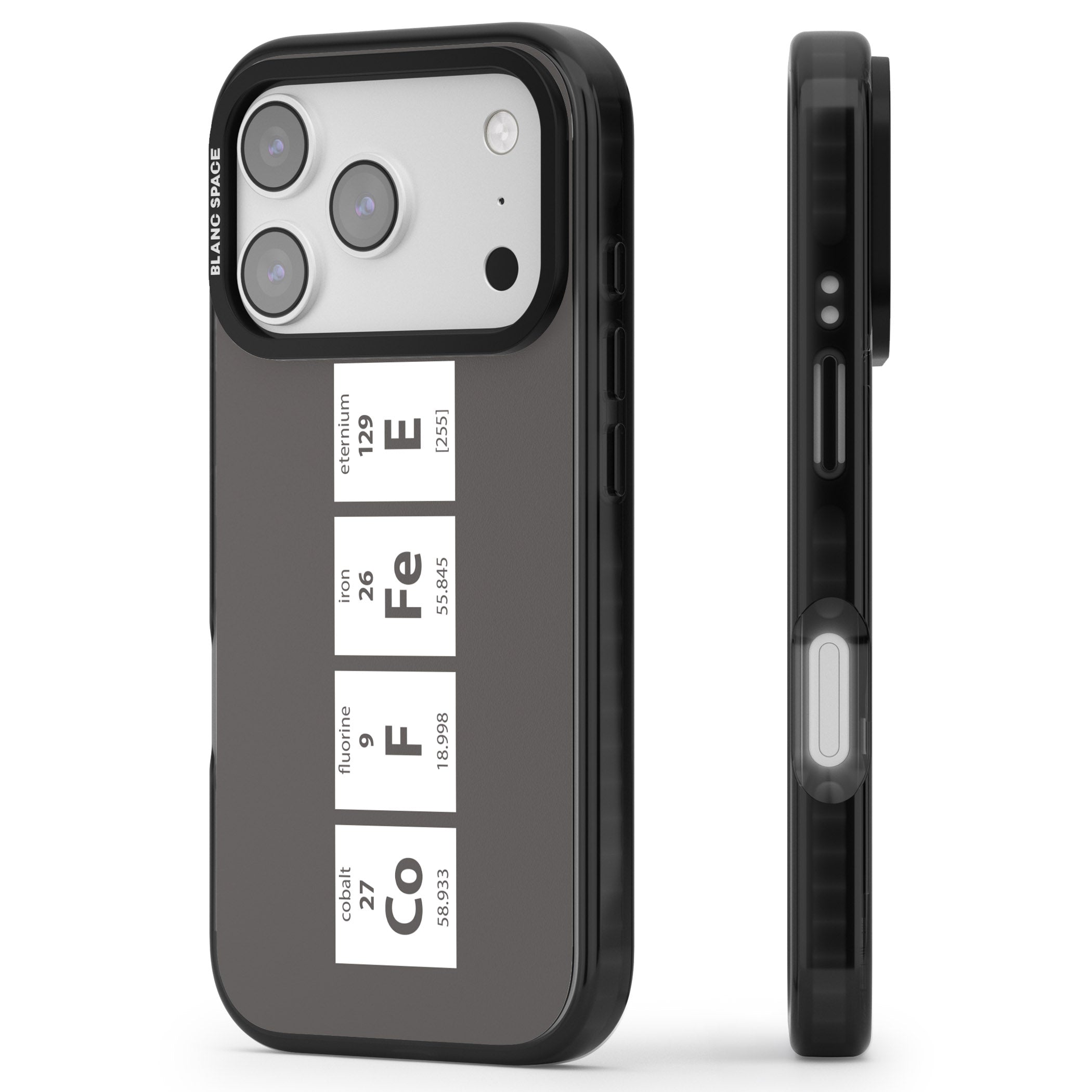 Coffee Element (Grey) iPhone 17 Pro Impact Pro Black Phone Case Side Profile