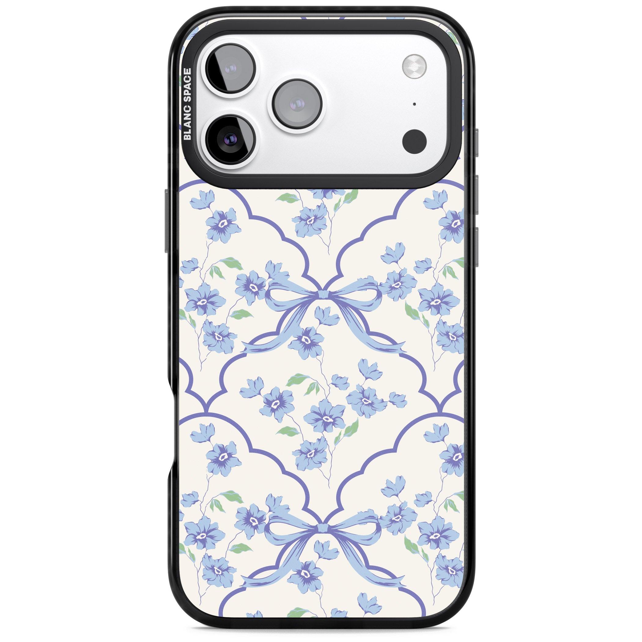 Blue Cottage Floral iPhone 17 Pro Impact Pro Black Phone Case