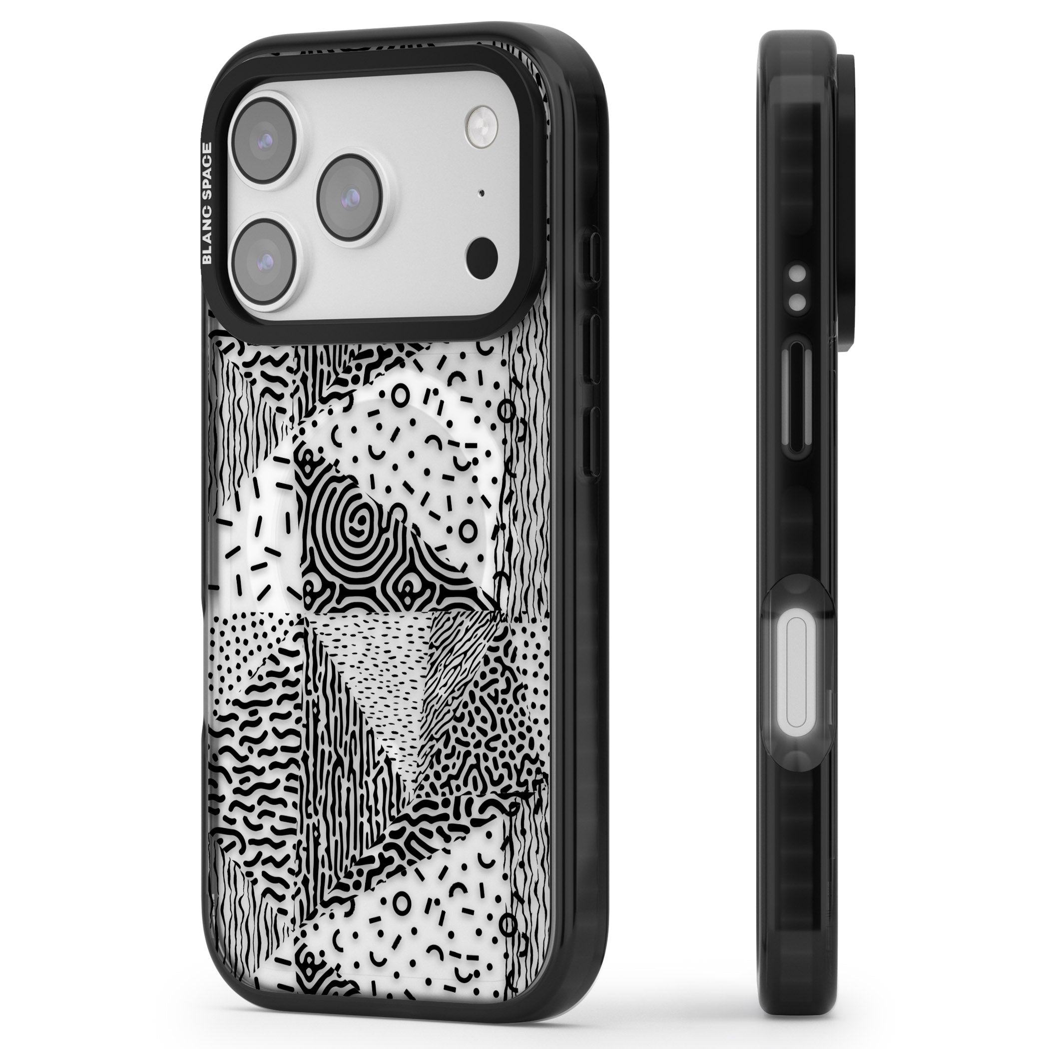 Monochrome Pattern iPhone 17 Pro Impact Pro Black Phone Case Side Profile