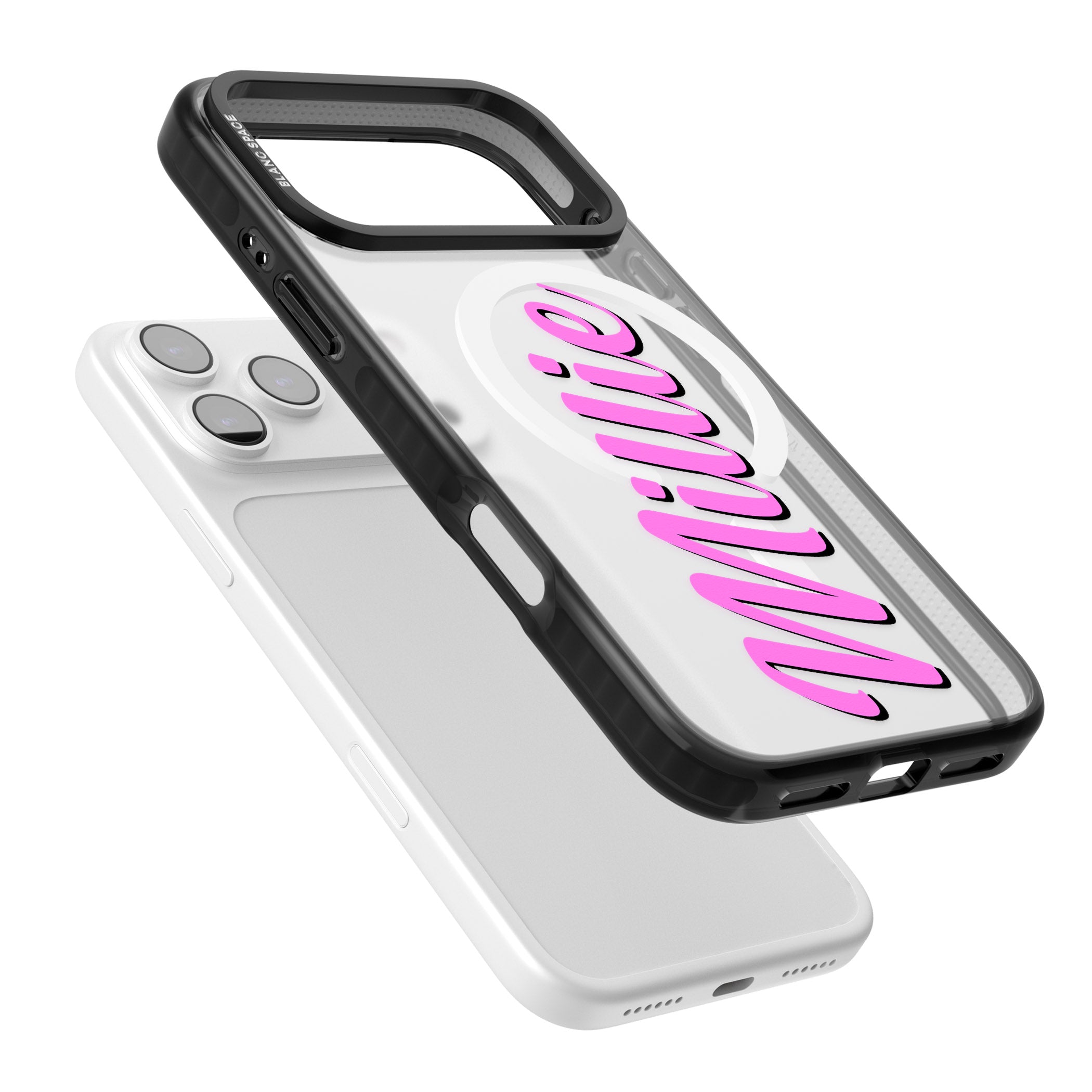 Personalised Cute Vertical Name iPhone 17 Pro Impact Pro Black Phone Case Colours