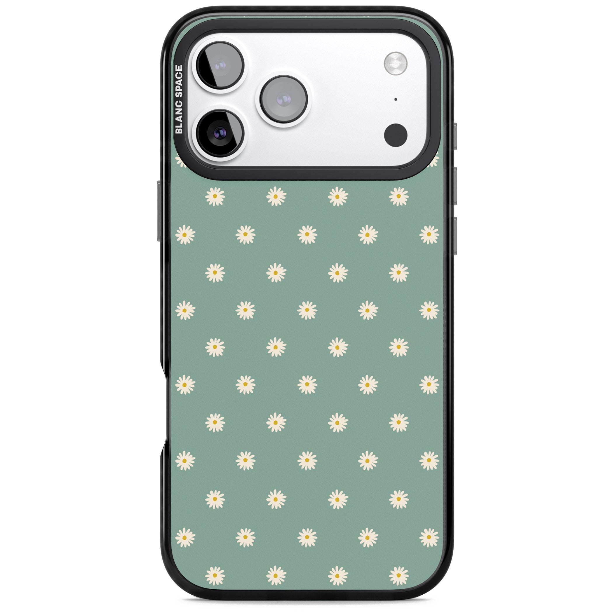 Sage Daisy Floral iPhone 17 Pro Impact Pro Black Phone Case