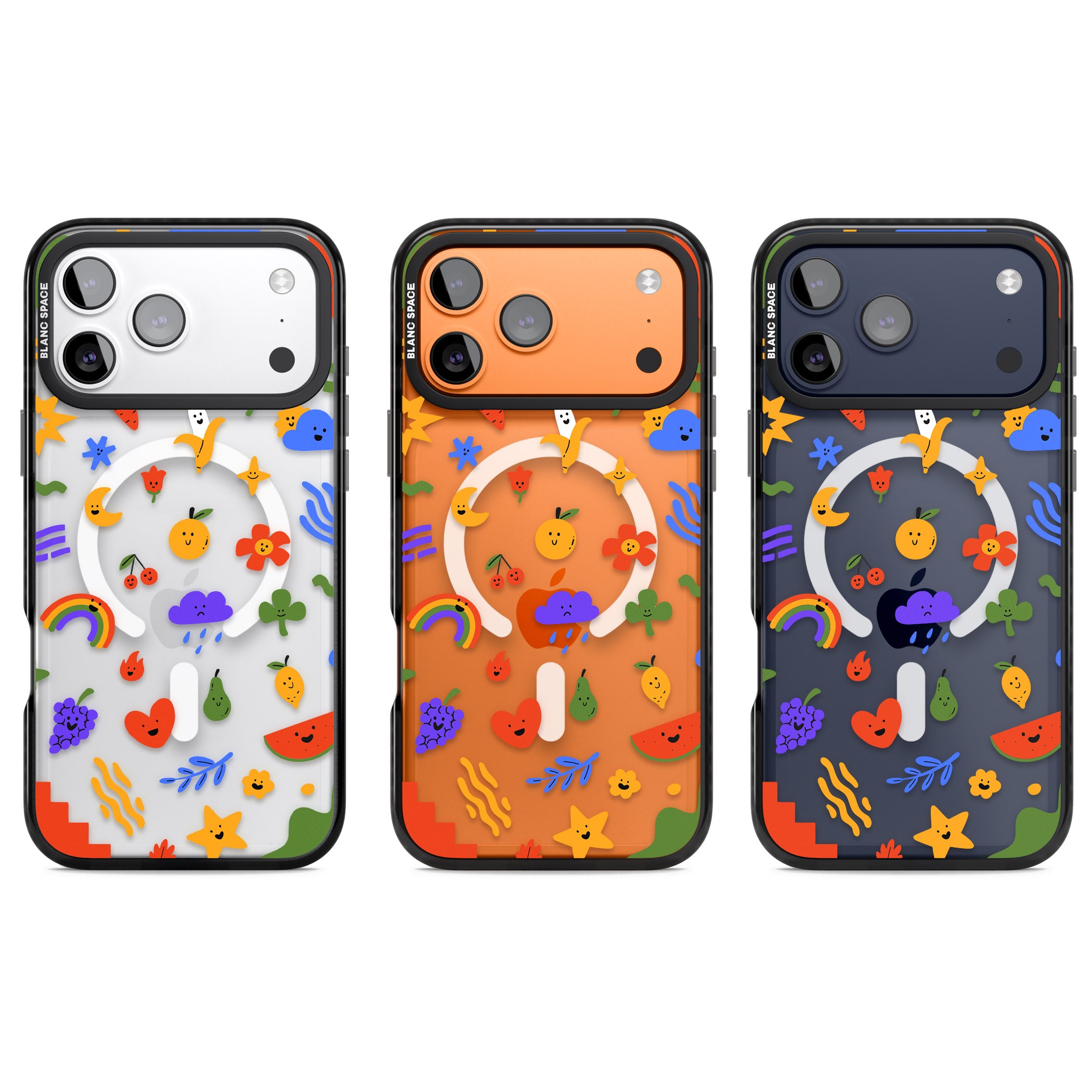 Quirky Cute Icon Pattern iPhone 17 Pro Impact Pro Black Phone Case APT Impact Protection