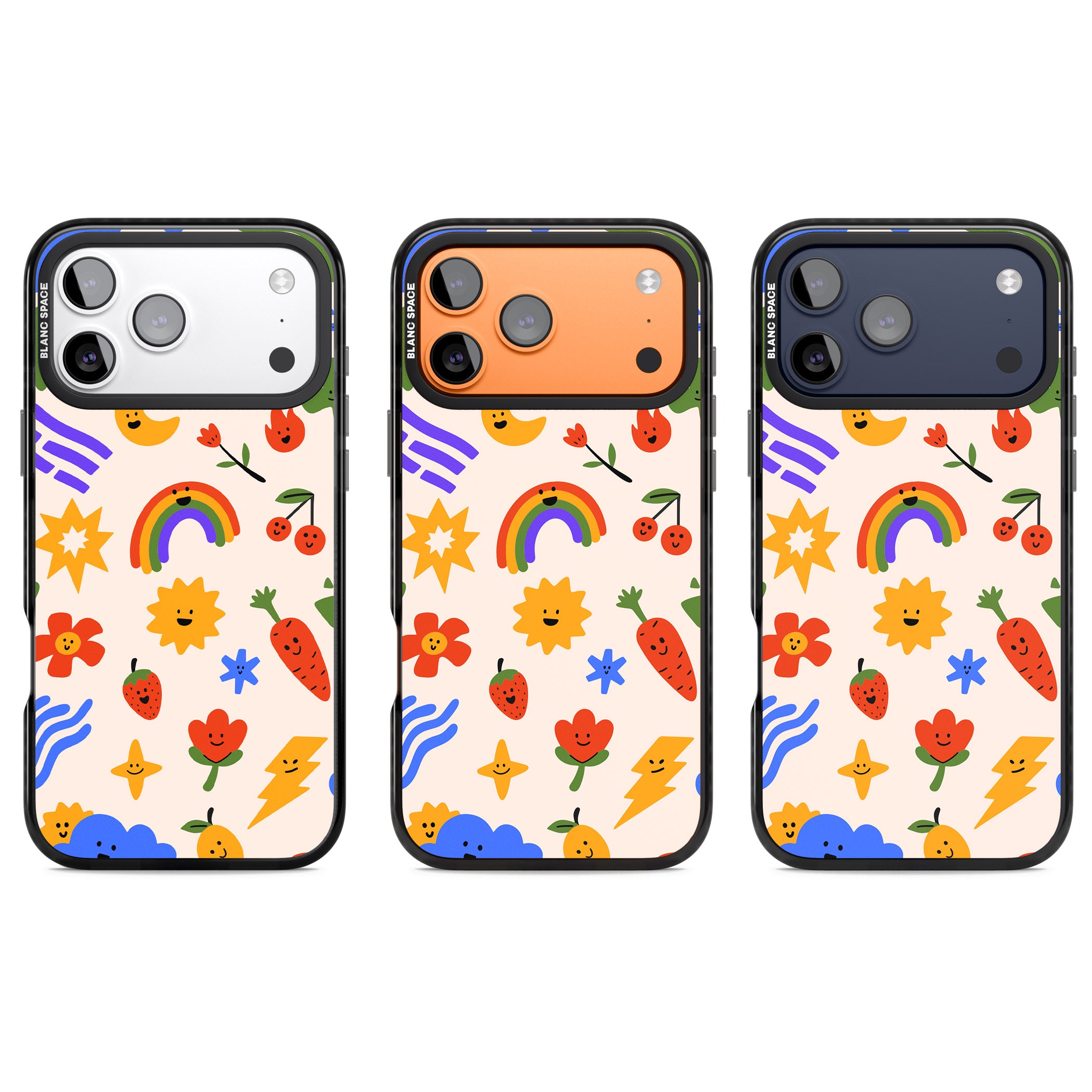 Playful Kawaii Icons iPhone 17 Pro Impact Pro Black Phone Case APT Impact Protection
