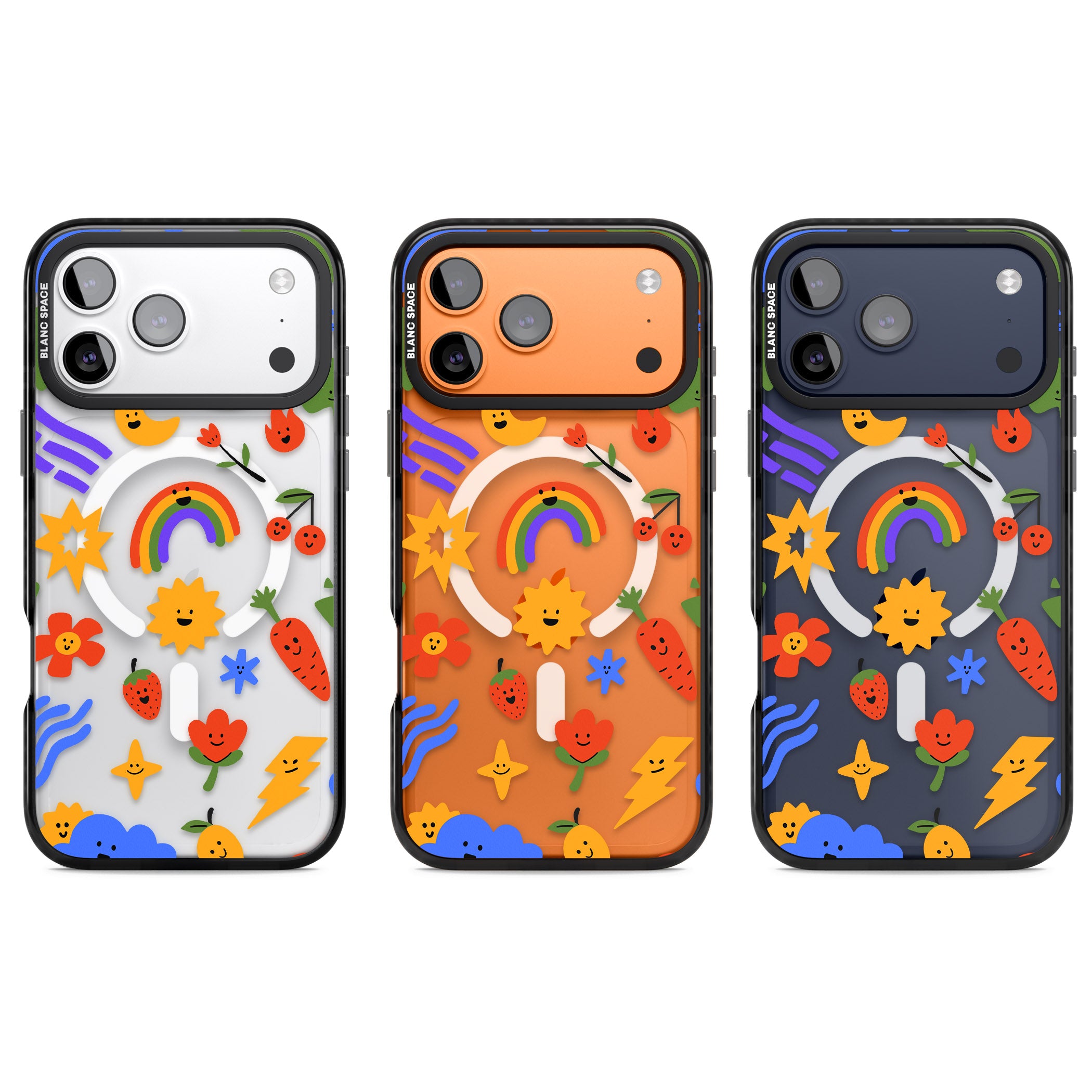 Colorful Kawaii Icons iPhone 17 Pro Impact Pro Black Phone Case APT Impact Protection