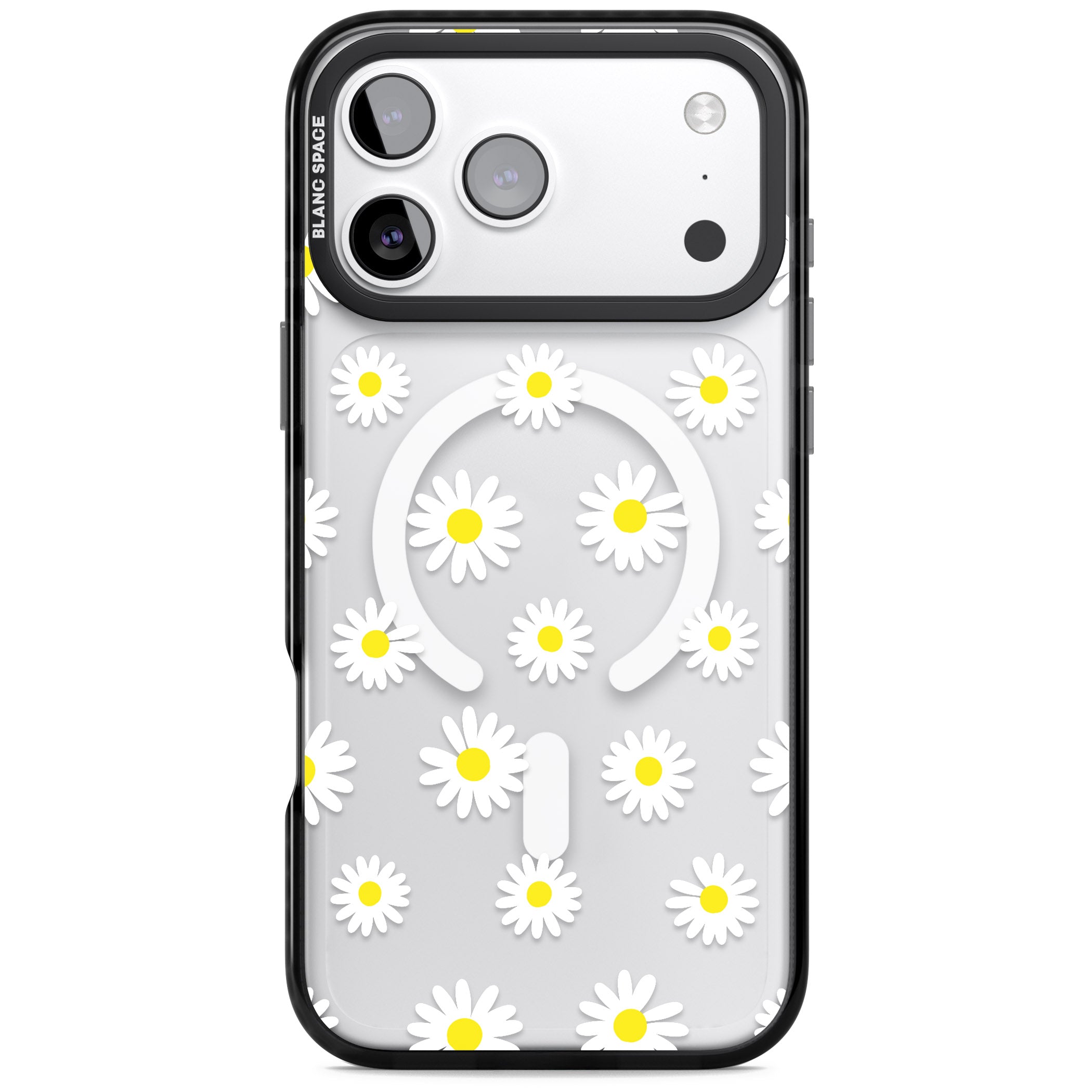 Personalised White Daisy Pattern iPhone 17 Pro Impact Pro Black Phone Case