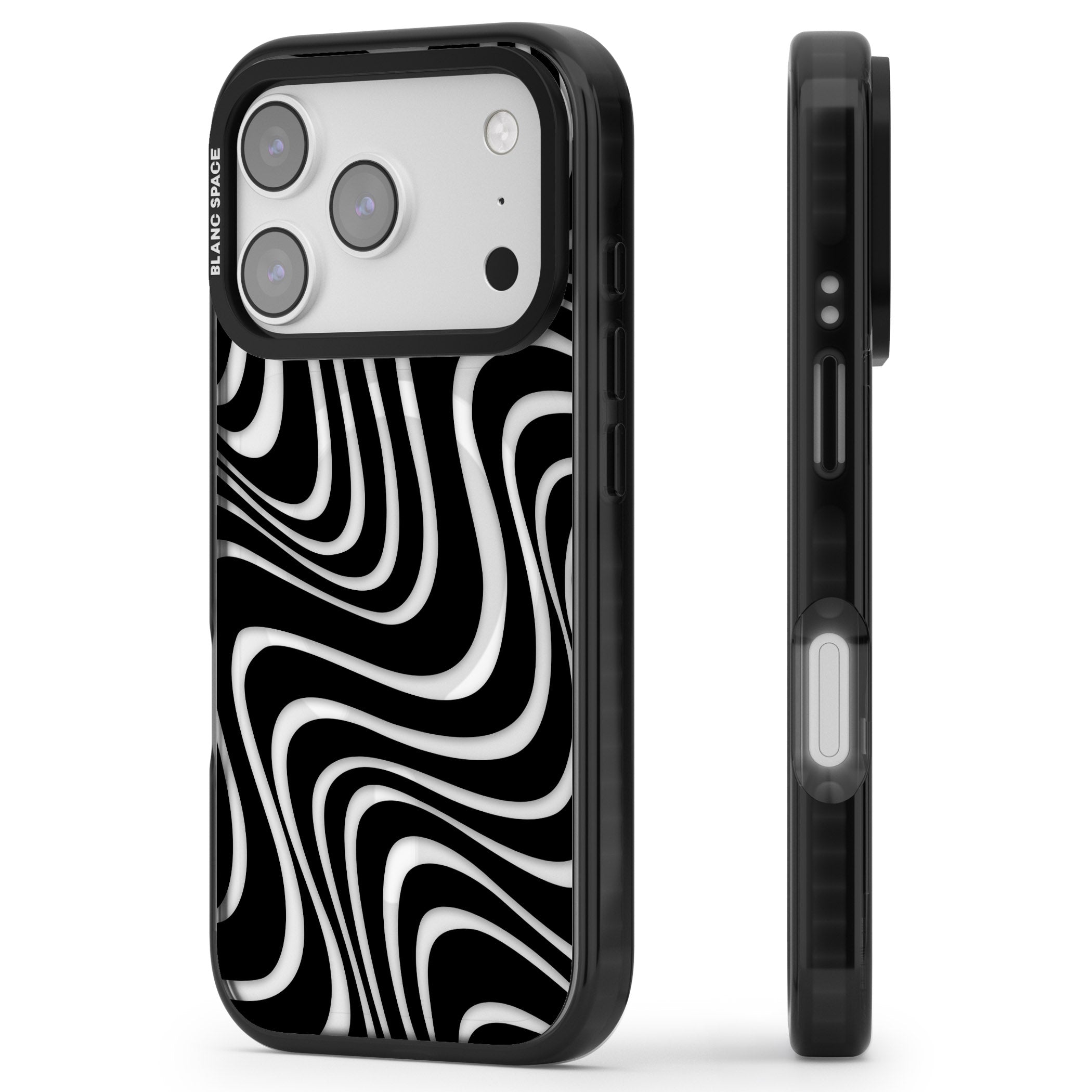 Abstract Waves iPhone 17 Pro Impact Pro Black Phone Case Side Profile