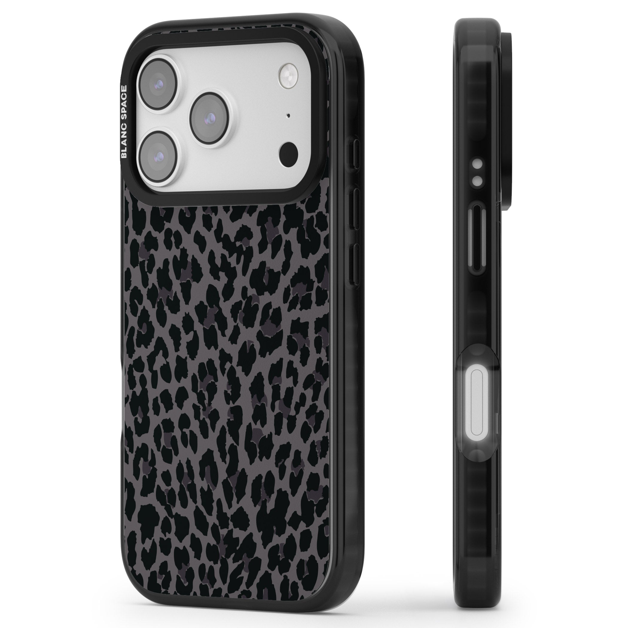 Dark Animal Print iPhone 17 Pro Impact Pro Black Phone Case Side Profile