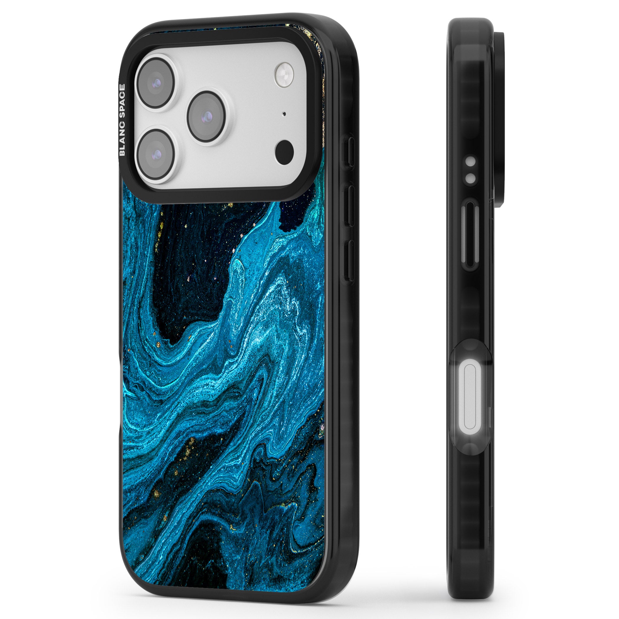 Saphire Lagoon iPhone 17 Pro Impact Pro Black Phone Case Side Profile