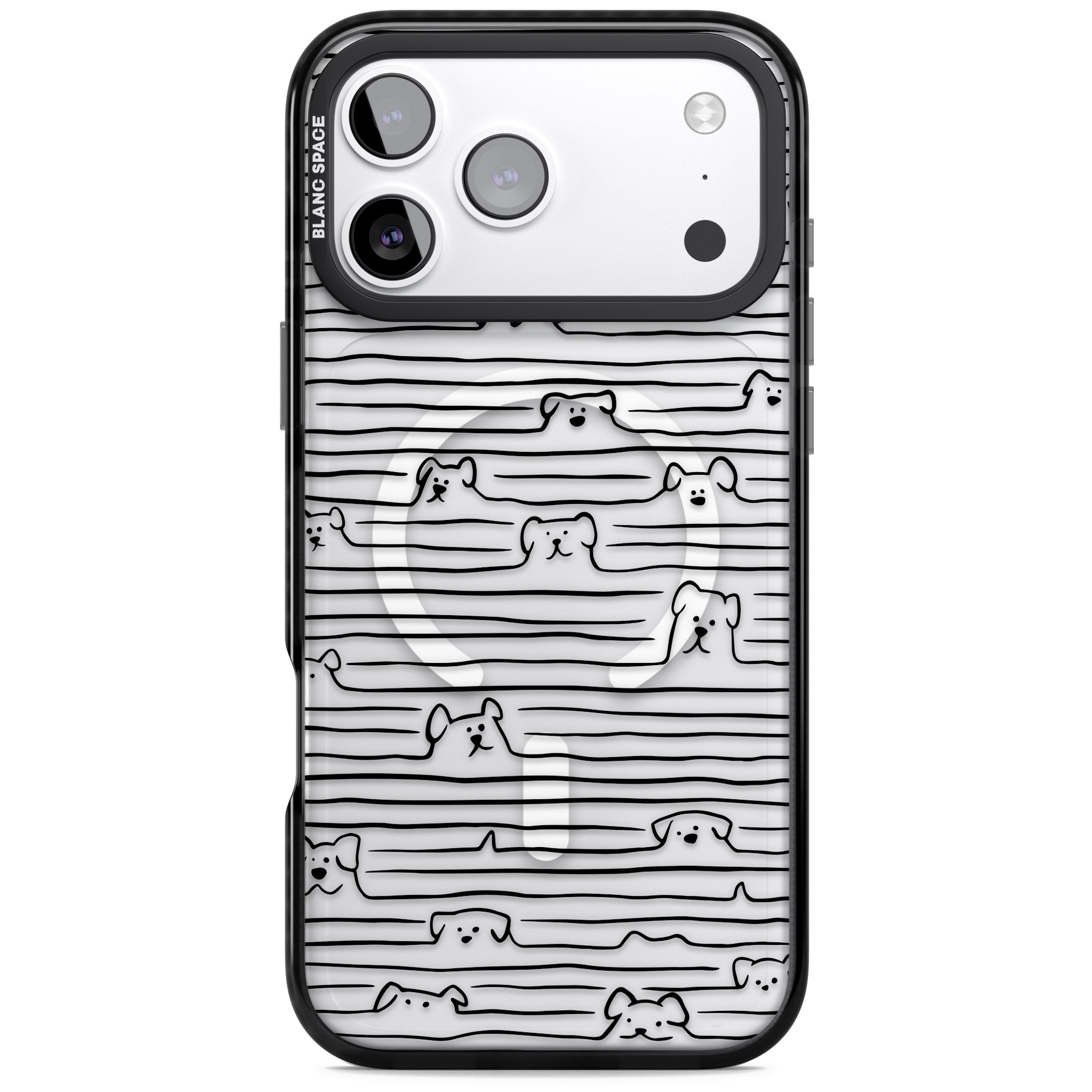 Dog Line Art Black iPhone 17 Pro Impact Pro Black Phone Case