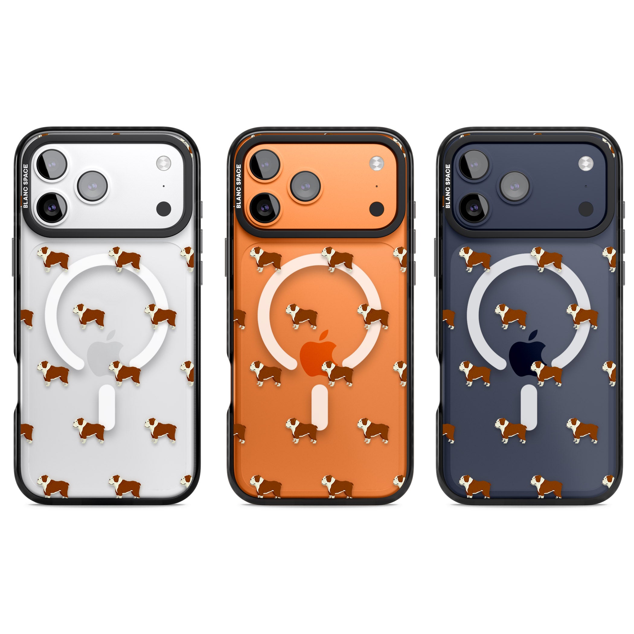 Bulldog Pattern Clear iPhone 17 Pro Impact Pro Black Phone Case APT Impact Protection