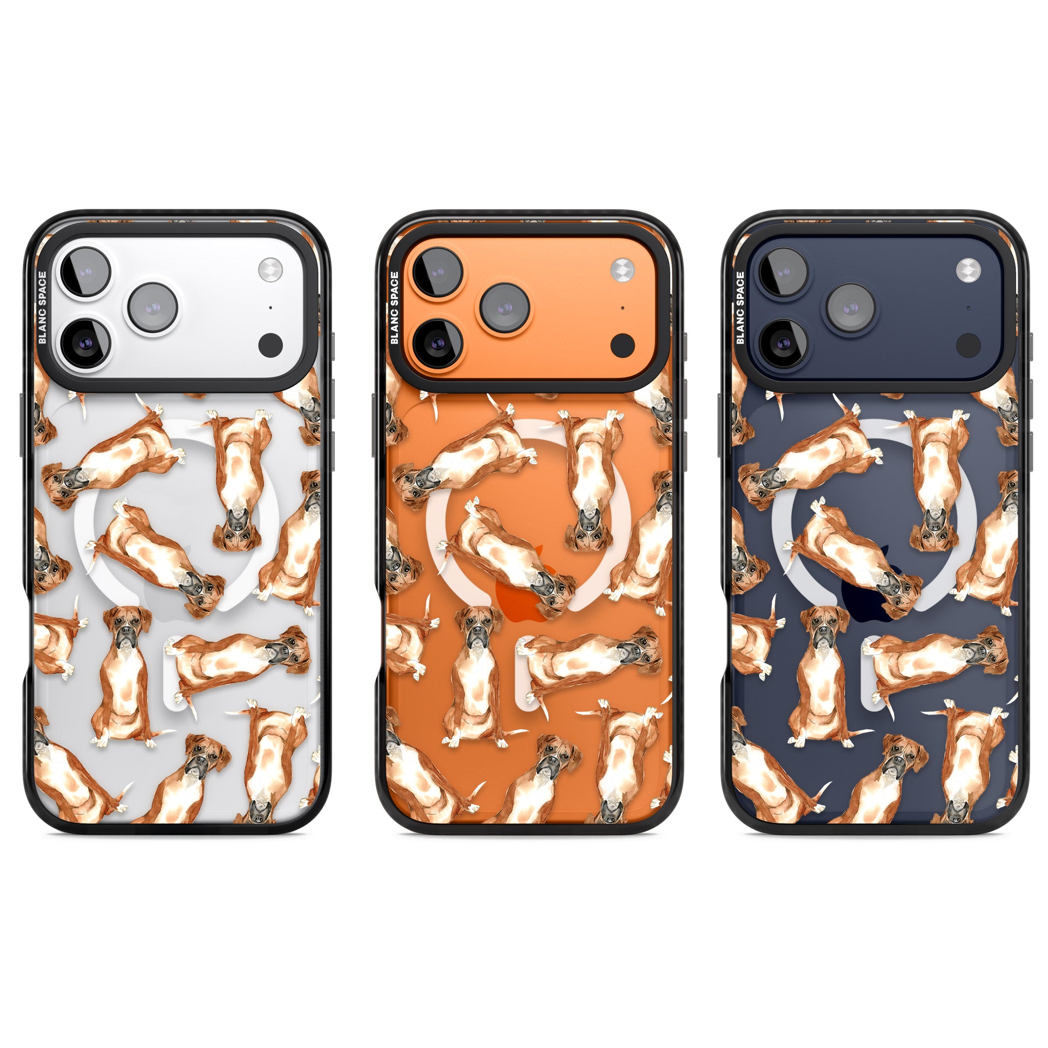 Boxer Watercolor Dog Pattern iPhone 17 Pro Impact Pro Black Phone Case APT Impact Protection