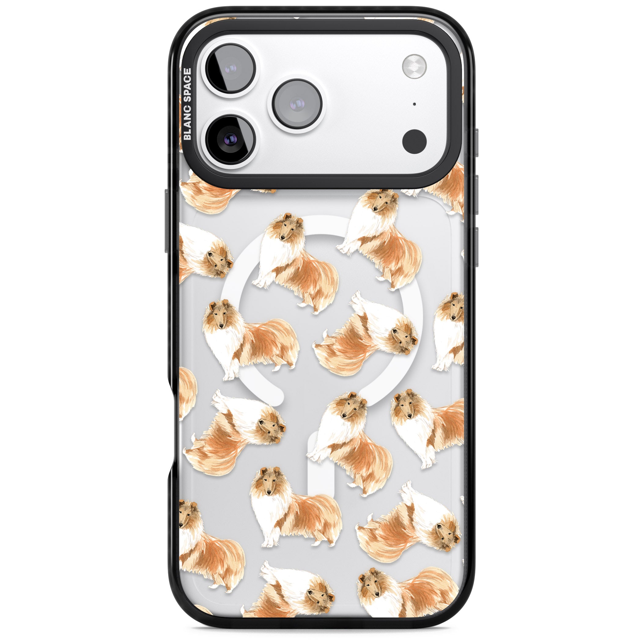 Collie Watercolor iPhone 17 Pro Impact Pro Black Phone Case