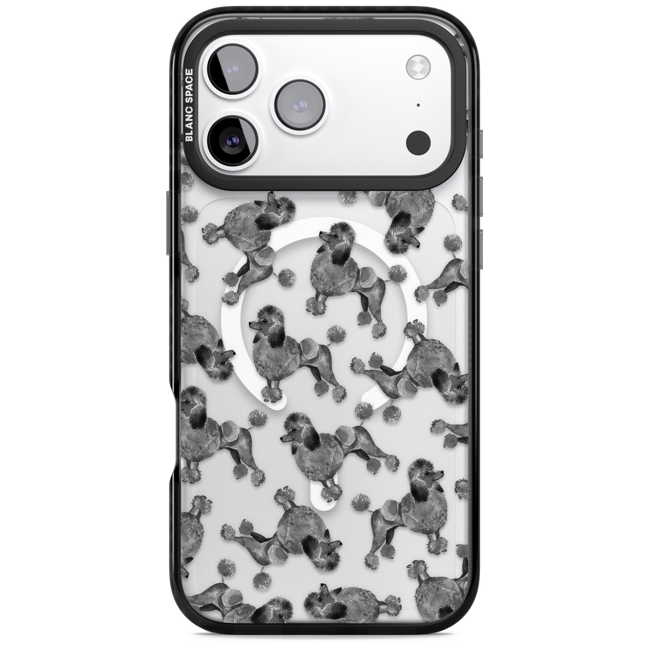 Poodle Pattern iPhone 17 Pro Impact Pro Black Phone Case