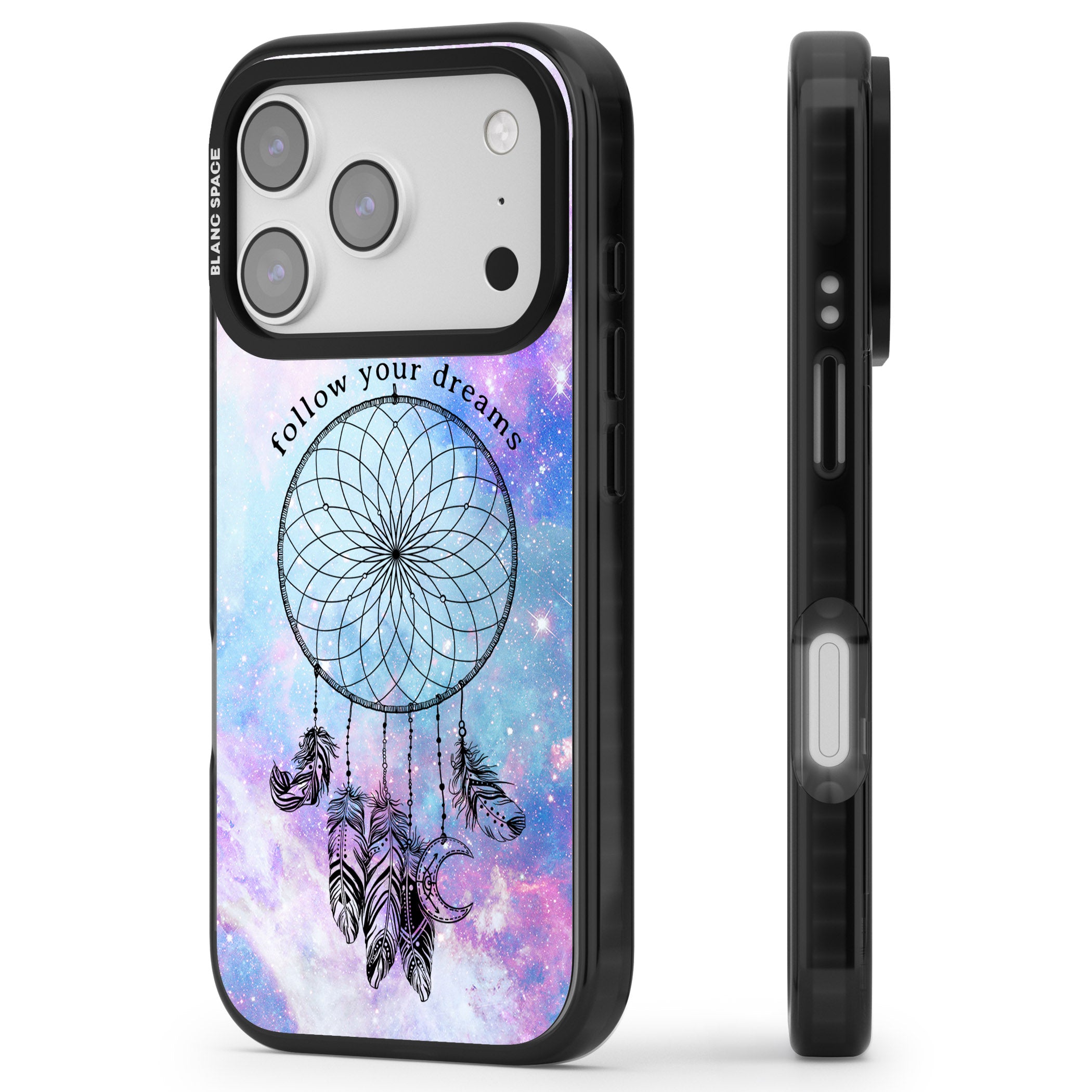 Galaxy Dreamcatcher iPhone 17 Pro Impact Pro Black Phone Case Side Profile