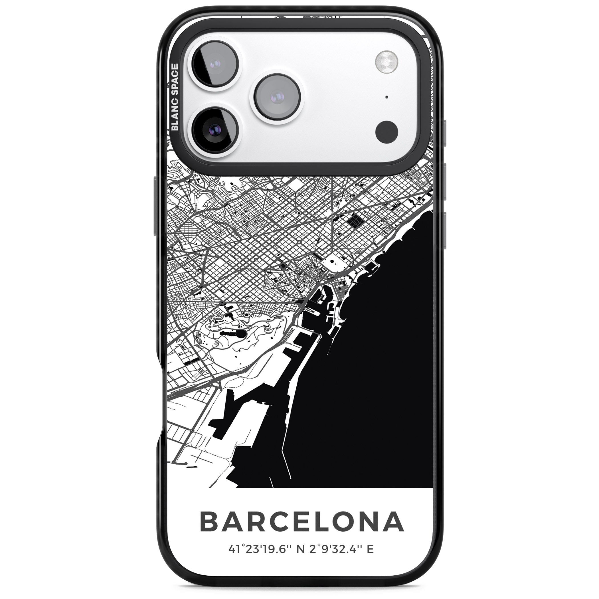 Barcelona Map iPhone 17 Pro Impact Pro Black Phone Case