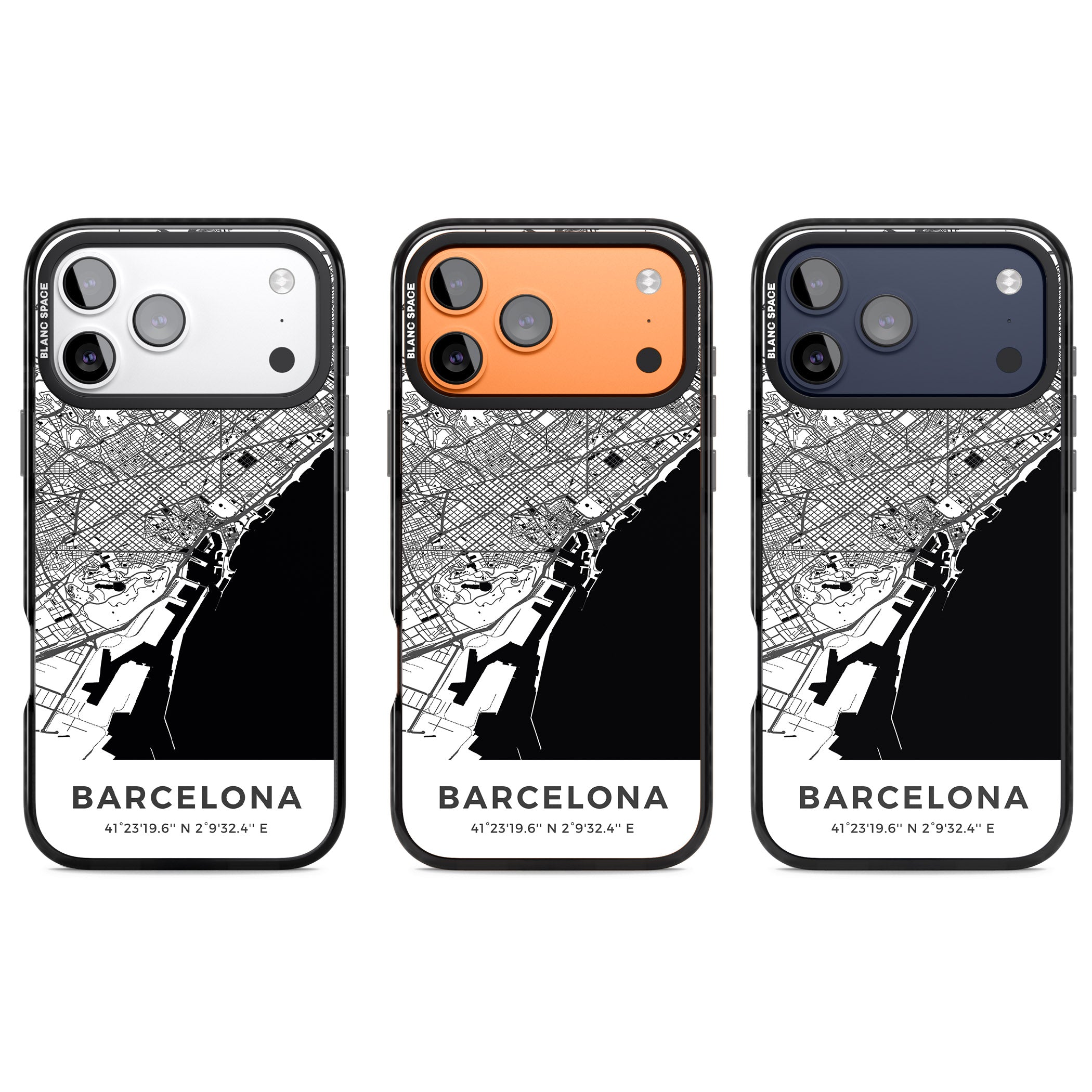Barcelona Map iPhone 17 Pro Impact Pro Black Phone Case APT Impact Protection
