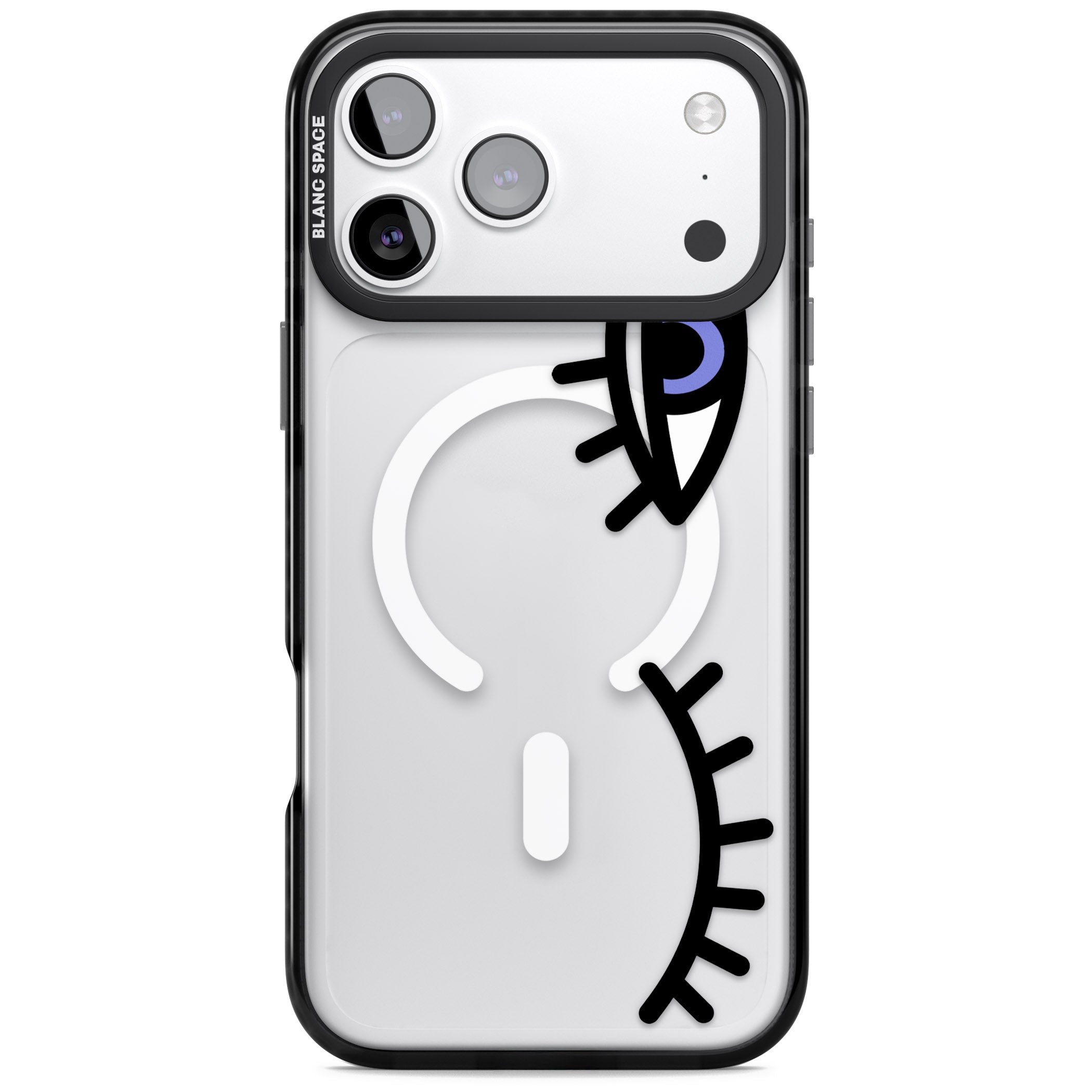 Winking Eyes Transparent Pattern iPhone 17 Pro Impact Pro Black Phone Case