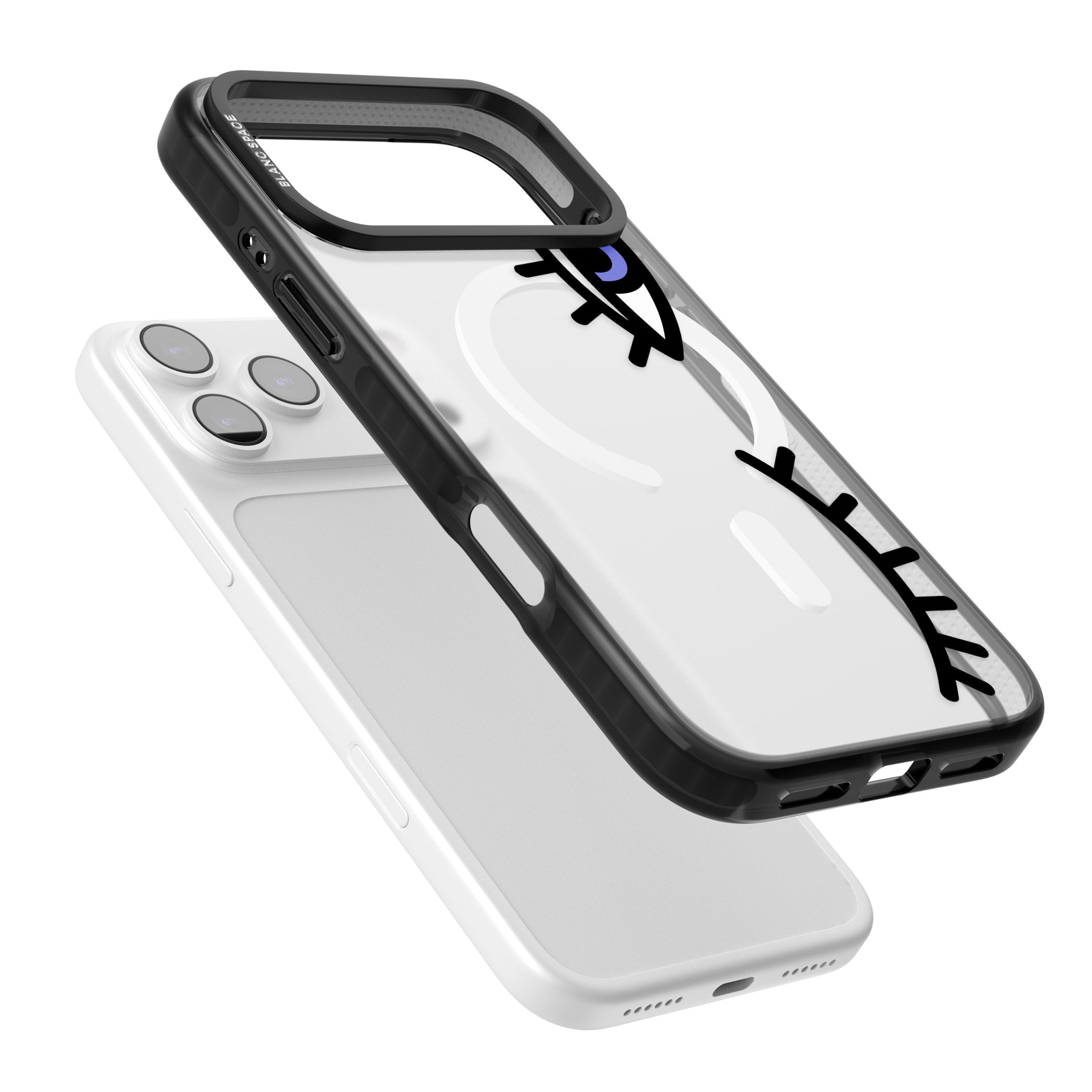 Winking Eyes Transparent Pattern iPhone 17 Pro Impact Pro Black Phone Case Colours