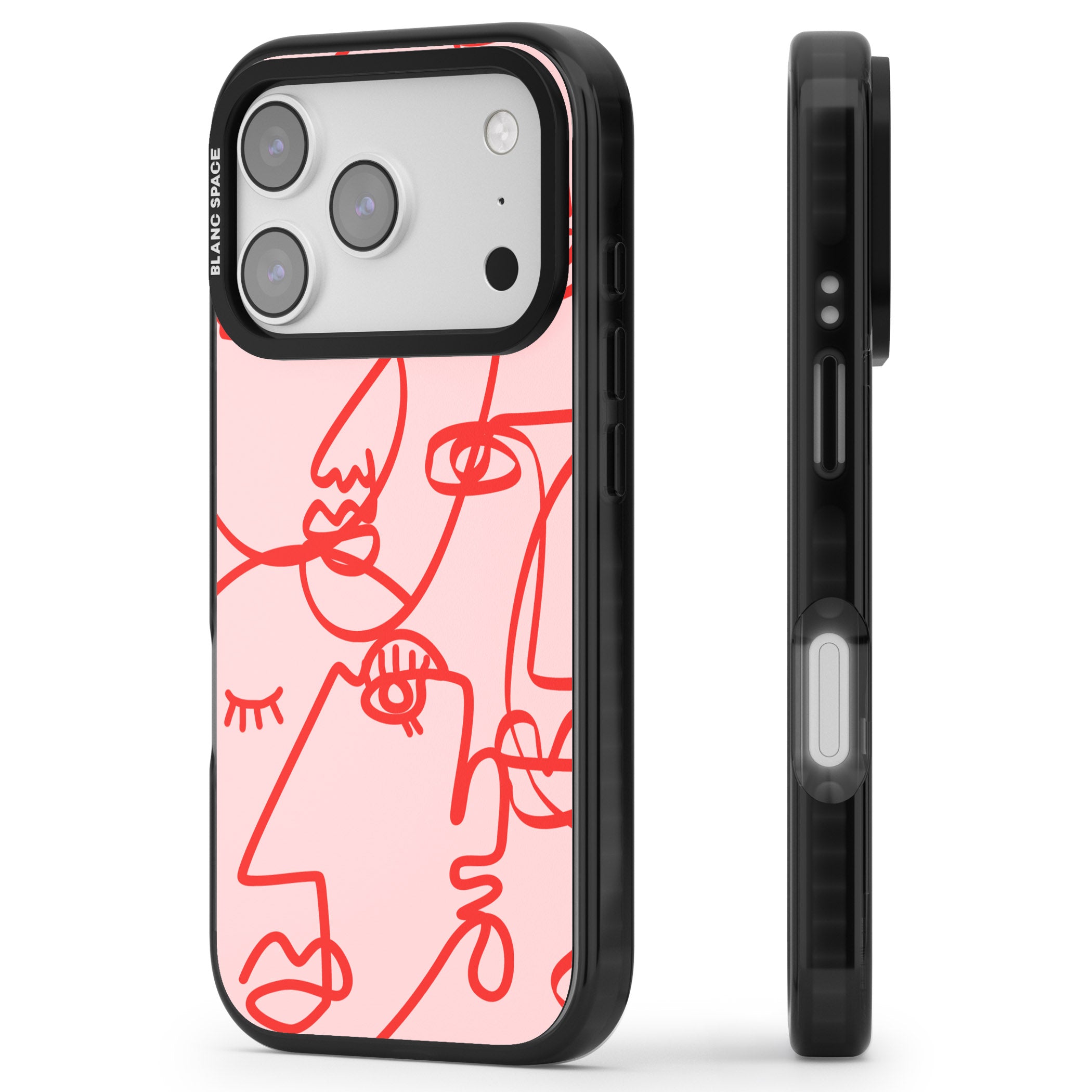 Red Line Art iPhone 17 Pro Impact Pro Black Phone Case Side Profile