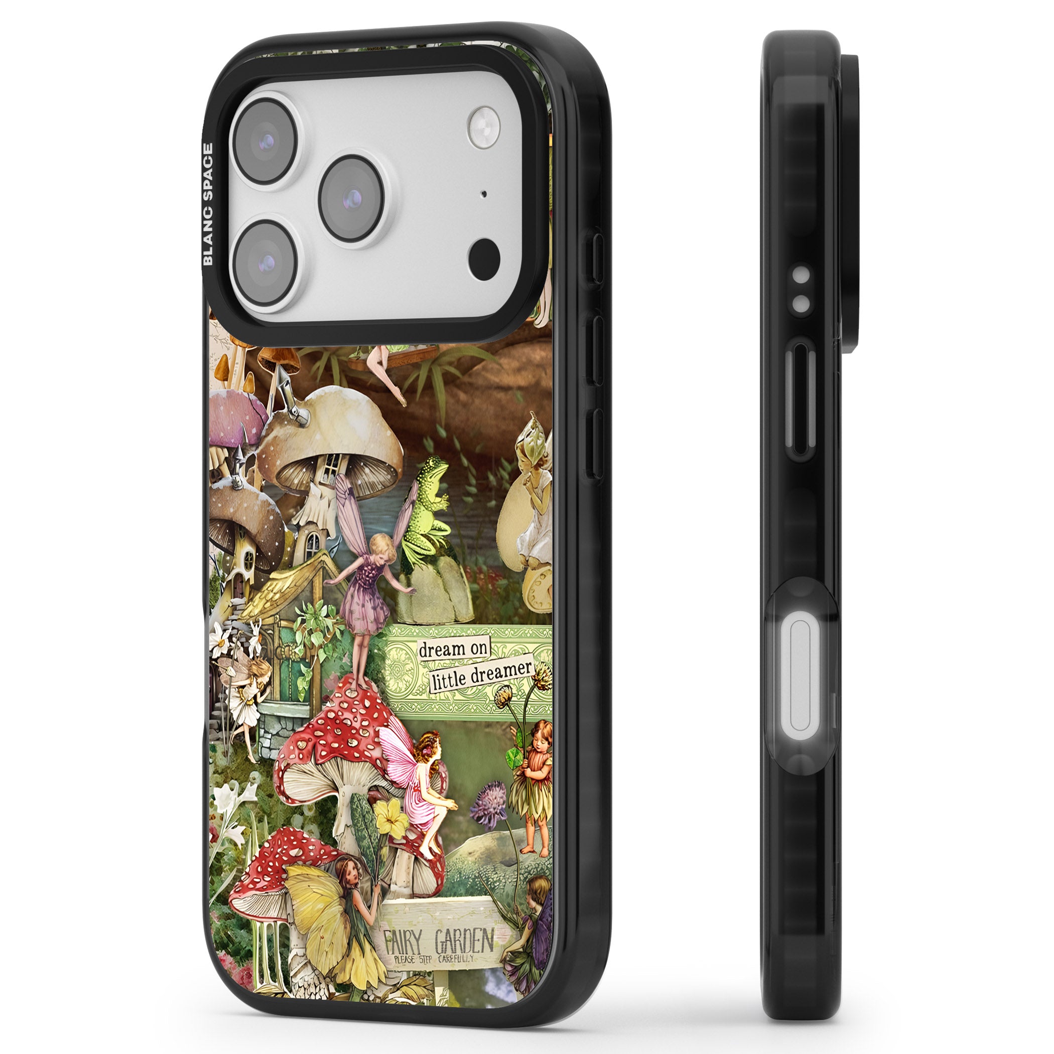 Dreamy Garden iPhone 17 Pro Impact Pro Black Phone Case Side Profile