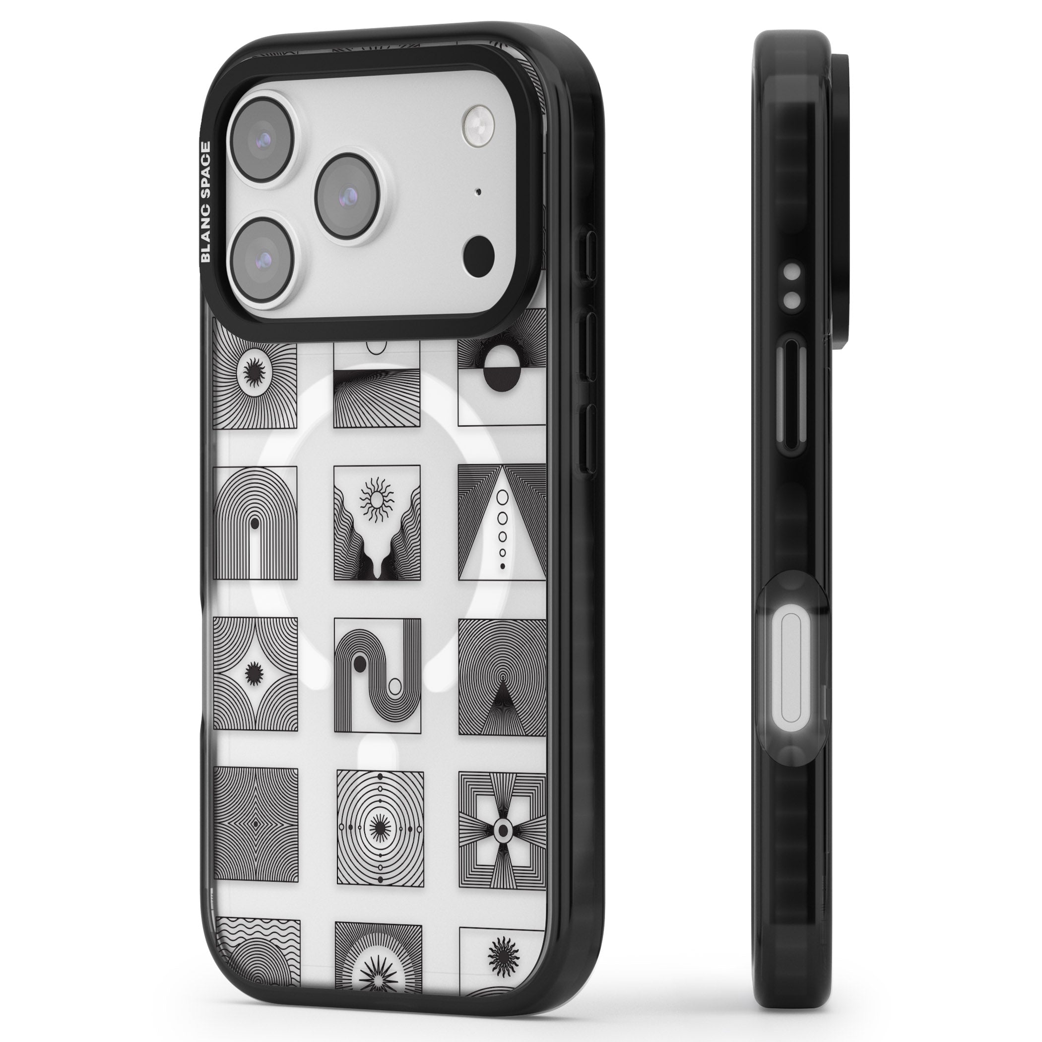 Abstract Geometric iPhone 17 Pro Impact Pro Black Phone Case Side Profile