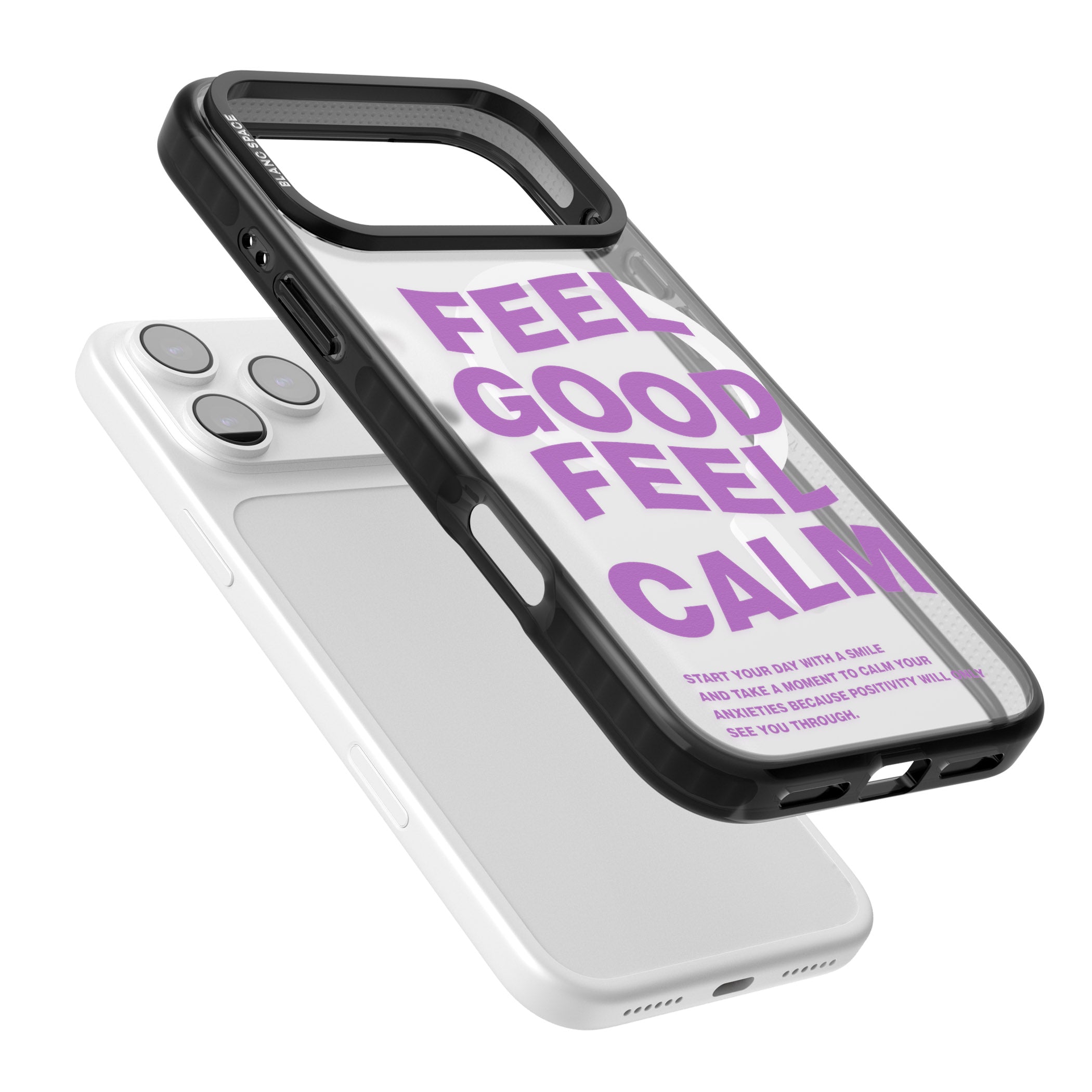 Feel Good Feel Calm (Purple) iPhone 17 Pro Impact Pro Black Phone Case Colours