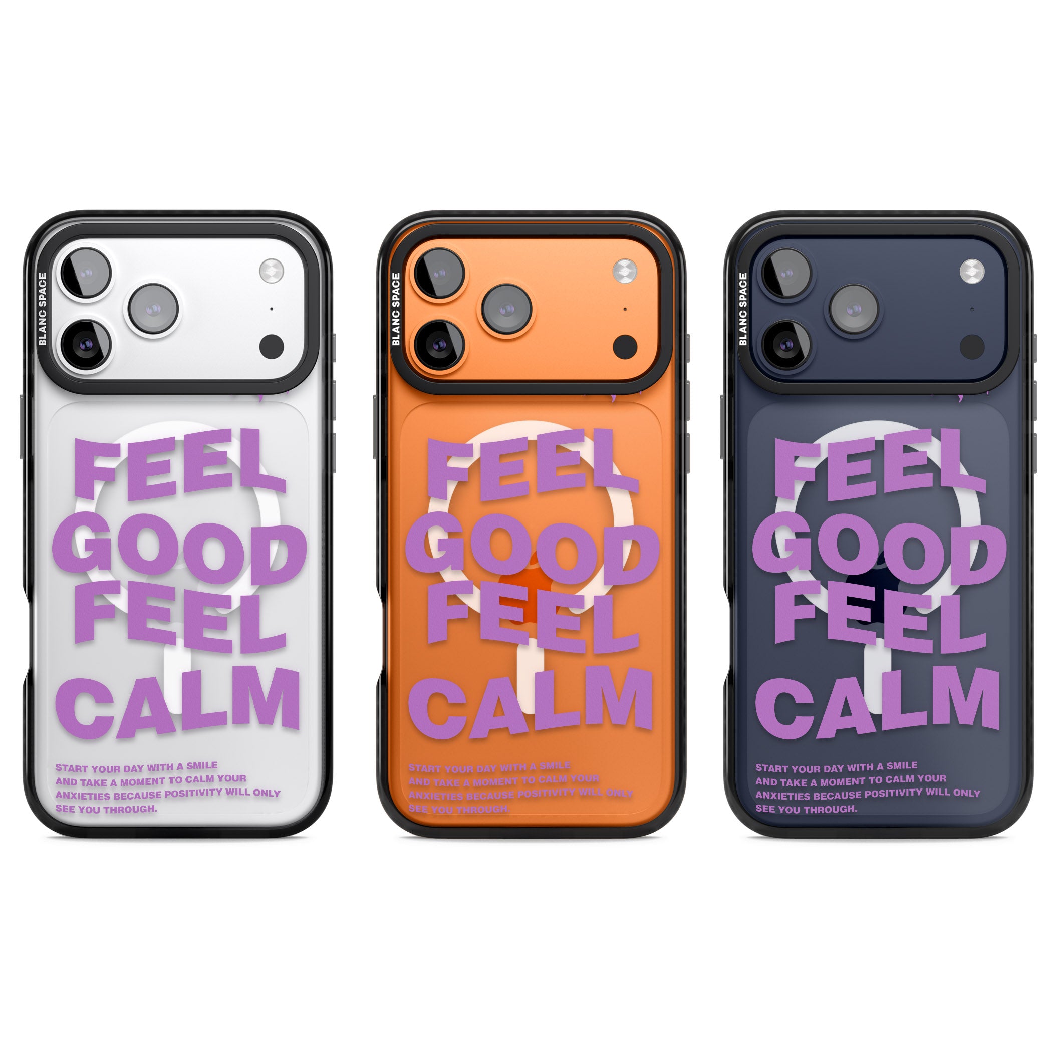 Feel Good Feel Calm (Purple) iPhone 17 Pro Impact Pro Black Phone Case APT Impact Protection