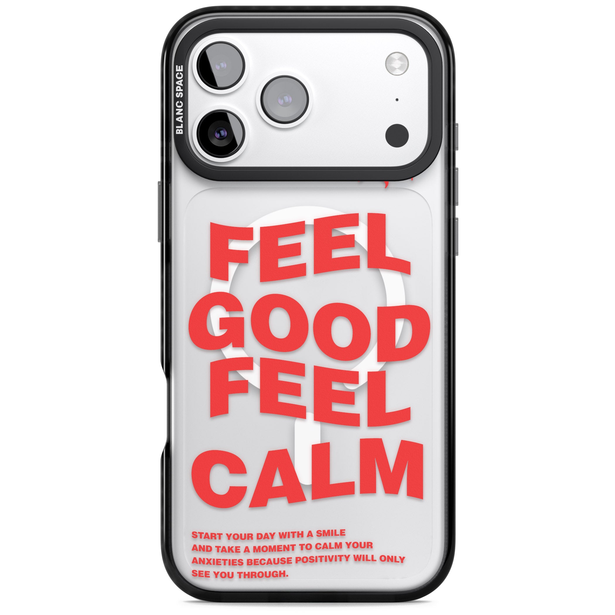 Feel Good Feel Calm (Red) iPhone 17 Pro Impact Pro Black Phone Case