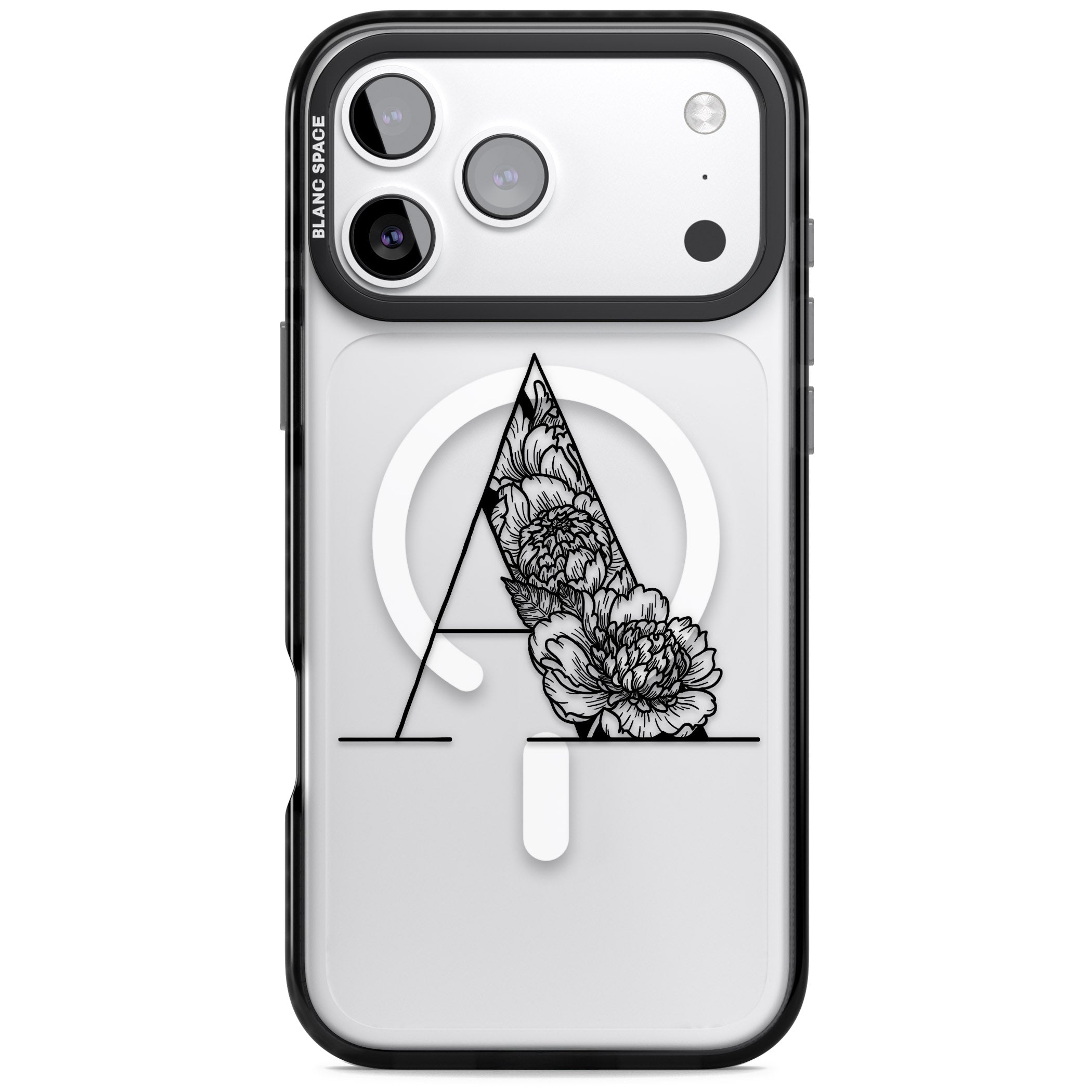 Personalised Floral Monogram iPhone 17 Pro Impact Pro Black Phone Case