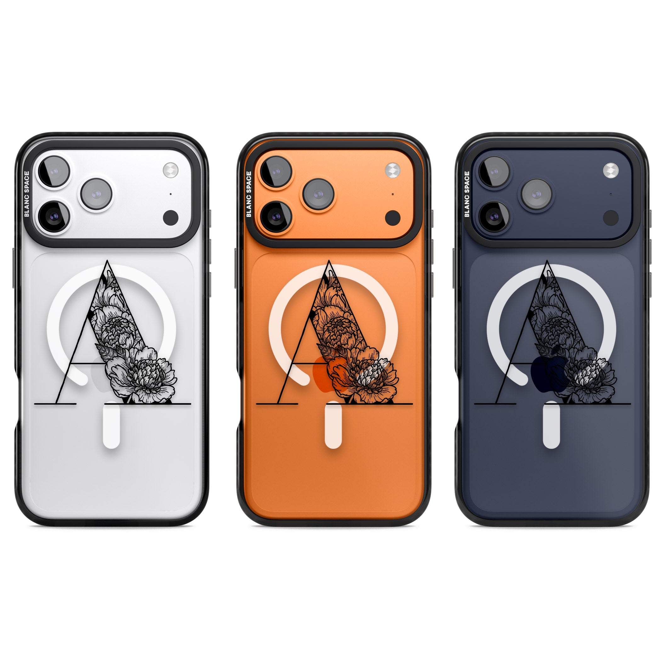 Personalised Floral Monogram iPhone 17 Pro Impact Pro Black Phone Case APT Impact Protection