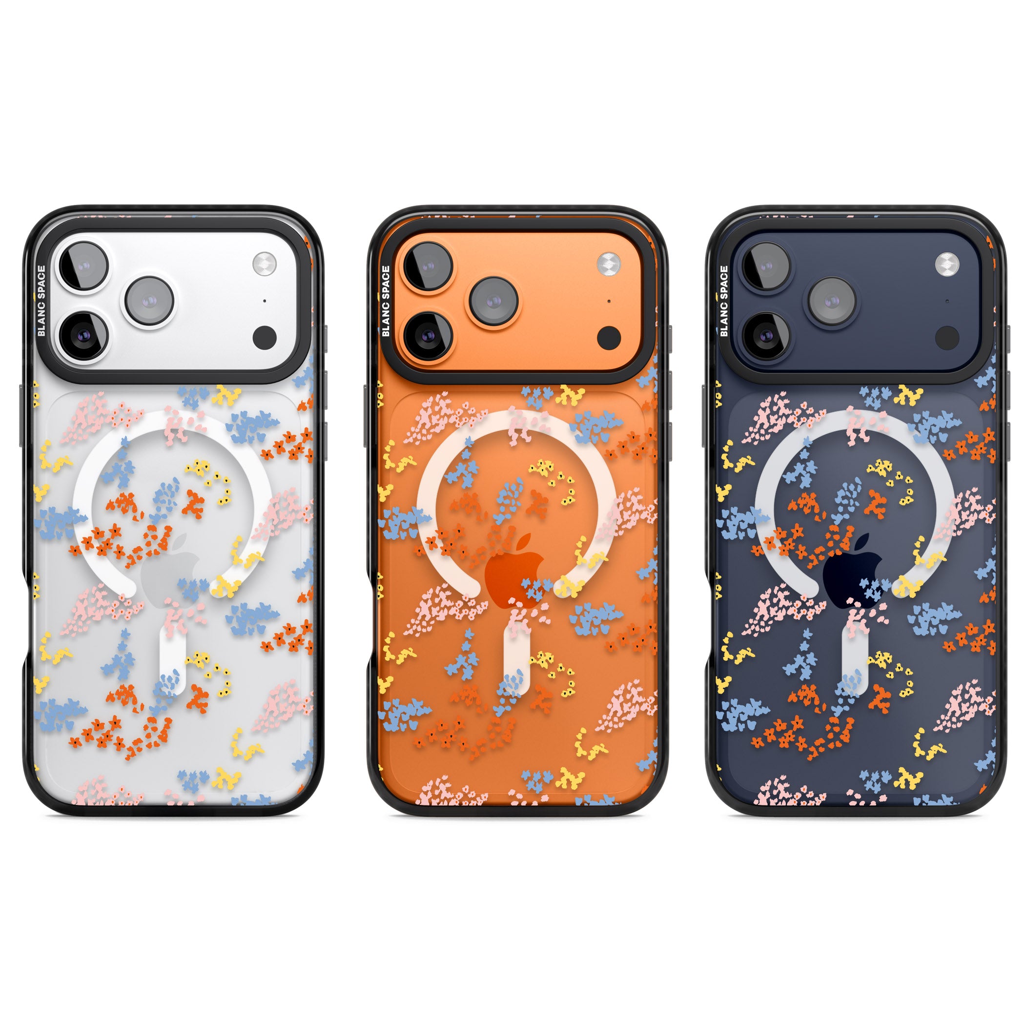 Floral Confetti: Transparent Delight iPhone 17 Pro Impact Pro Black Phone Case APT Impact Protection