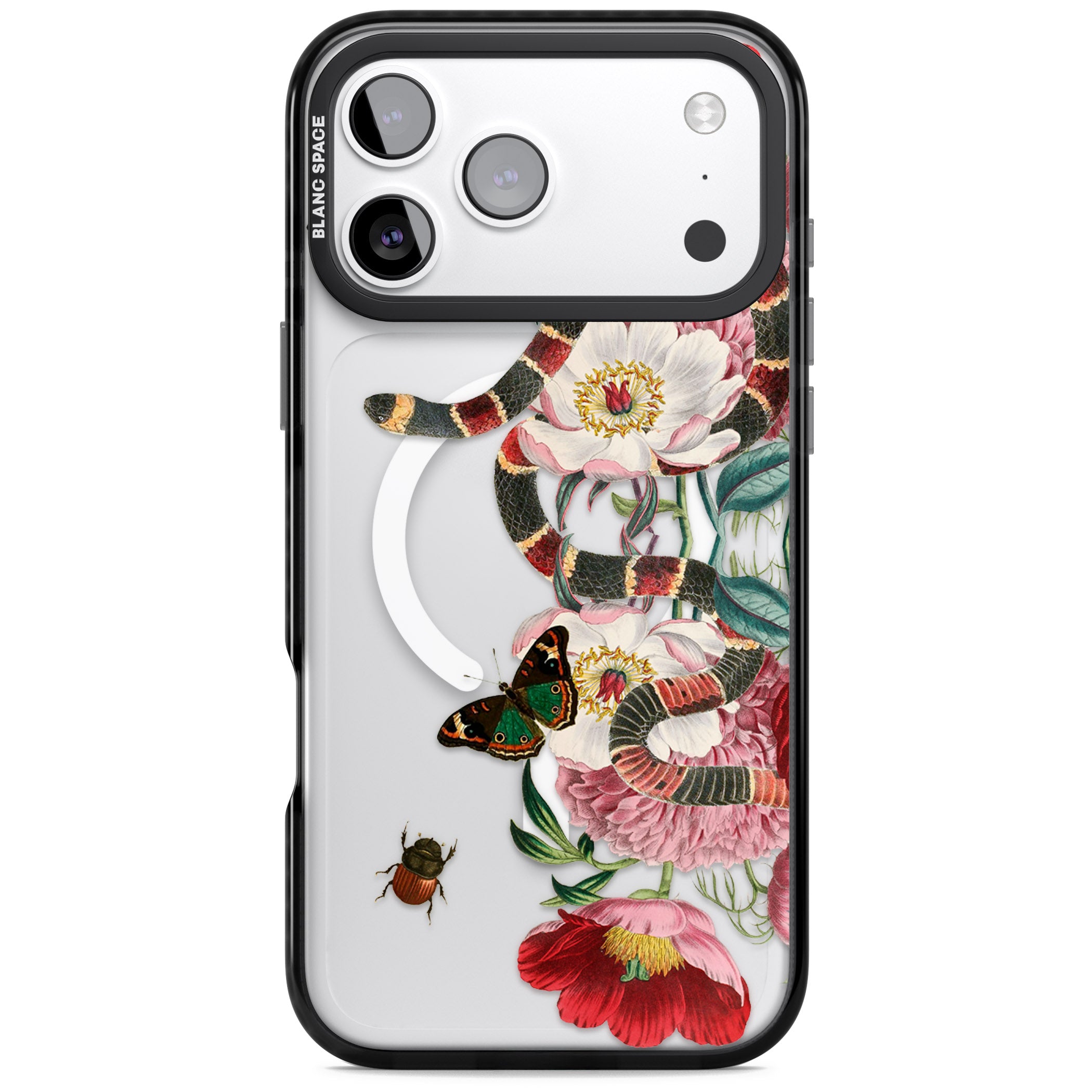 Floral Snake iPhone 17 Pro Impact Pro Black Phone Case