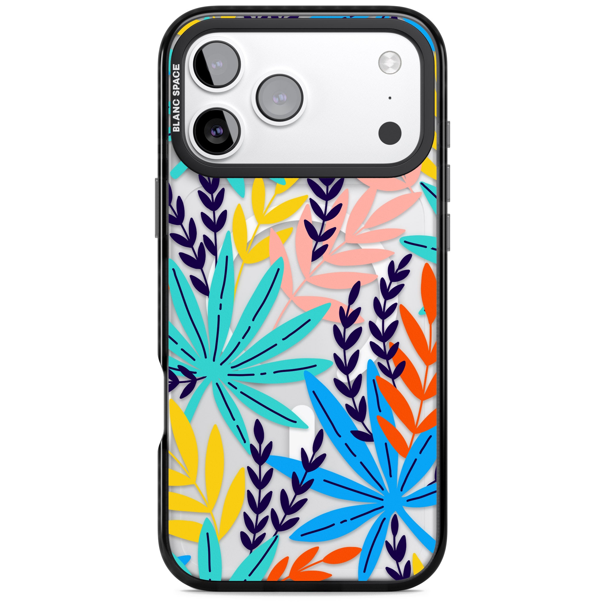 Tropical Palm Leaves iPhone 17 Pro Impact Pro Black Phone Case