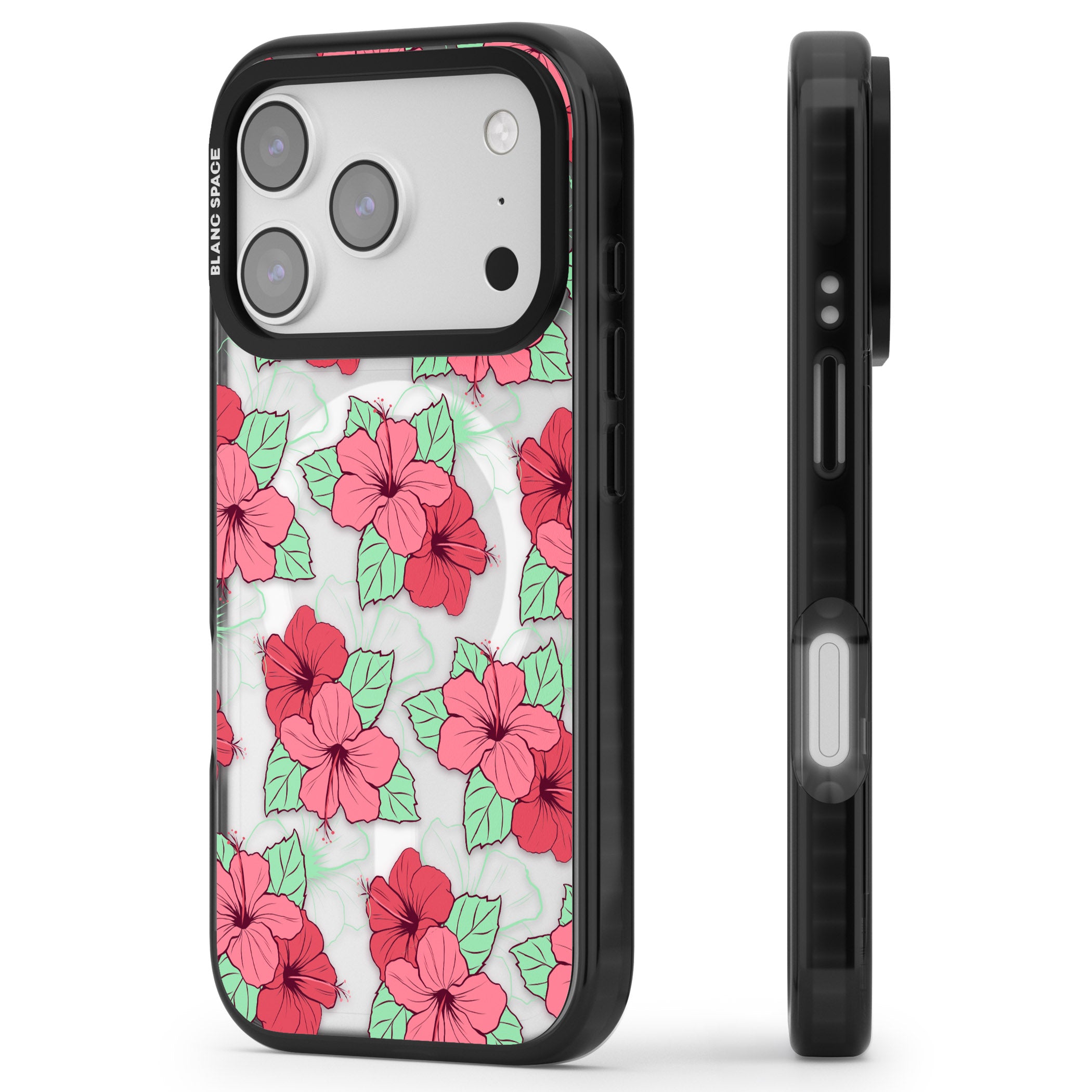 Pink Peony iPhone 17 Pro Impact Pro Black Phone Case Side Profile