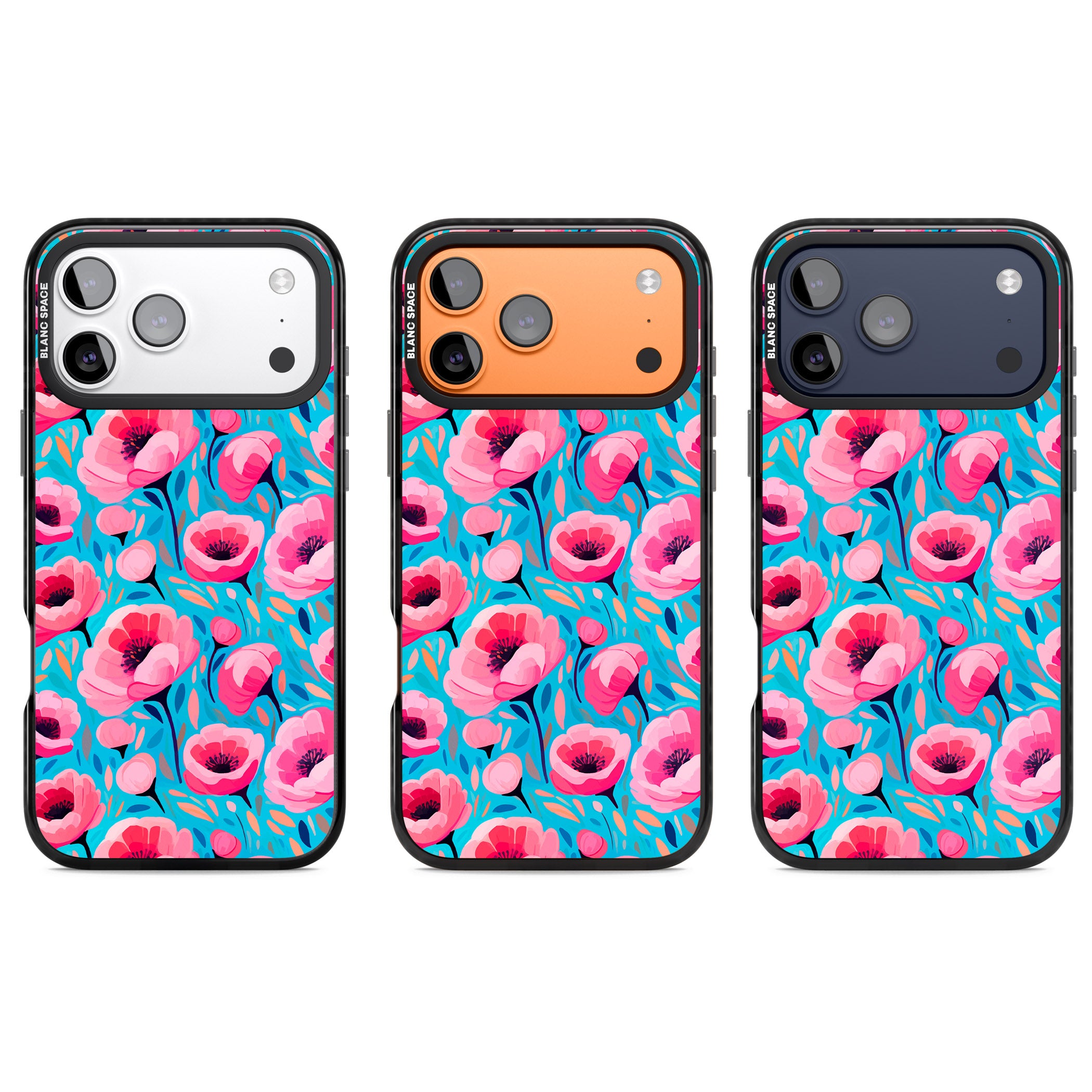 Tropical Pink Poppies iPhone 17 Pro Impact Pro Black Phone Case APT Impact Protection