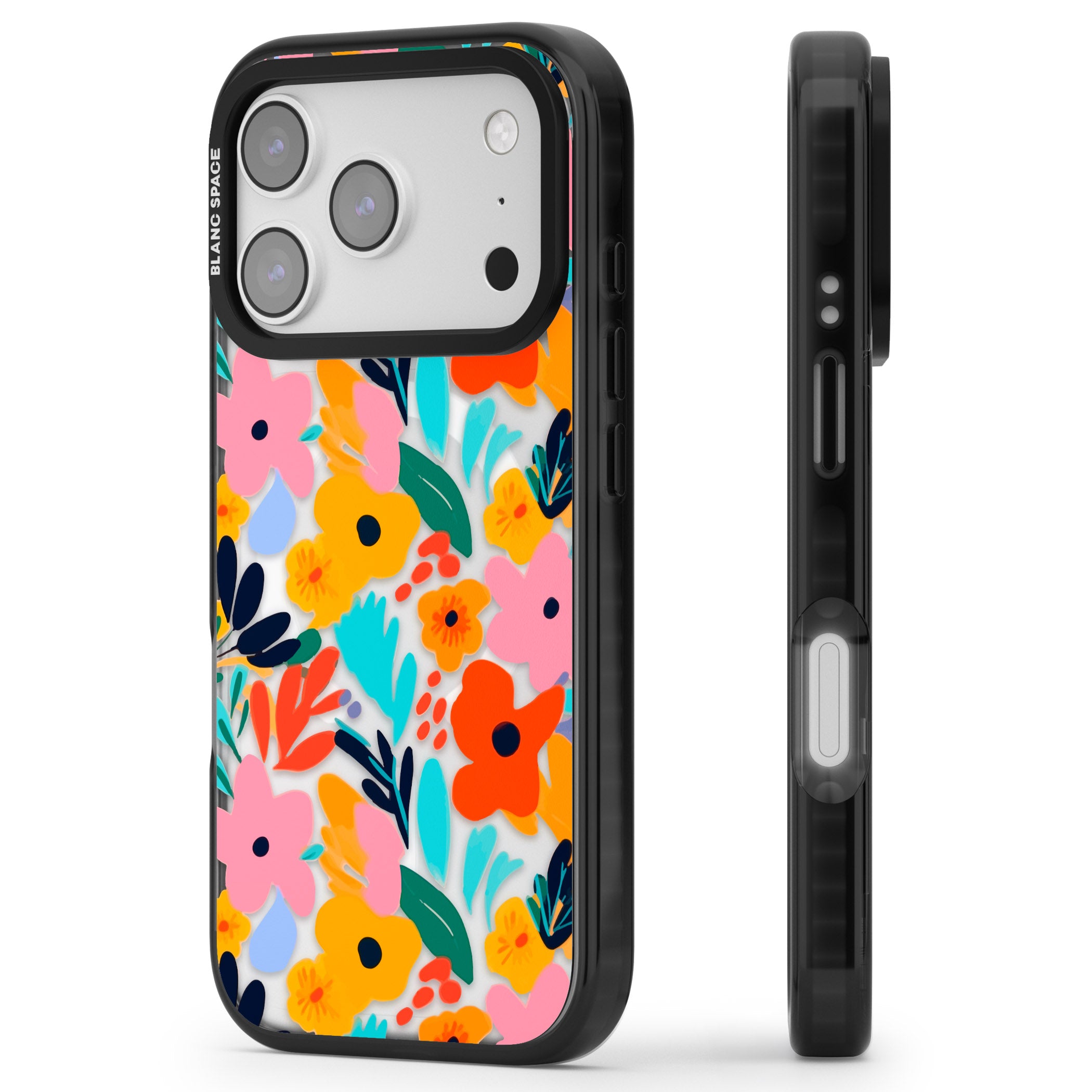 Floral Fiesta iPhone 17 Pro Impact Pro Black Phone Case Side Profile