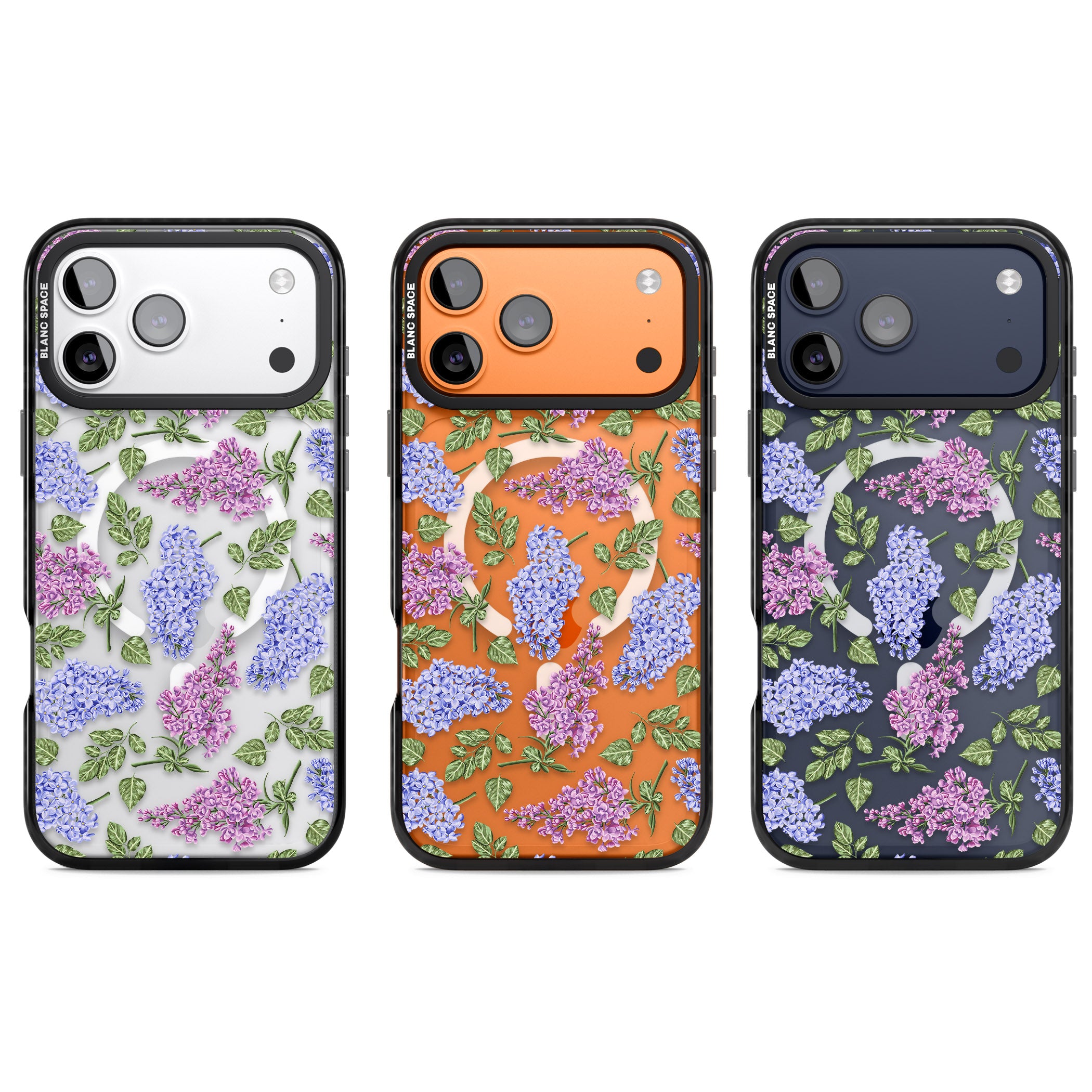 Purple Blossoms Transparent Floral iPhone 17 Pro Impact Pro Black Phone Case APT Impact Protection