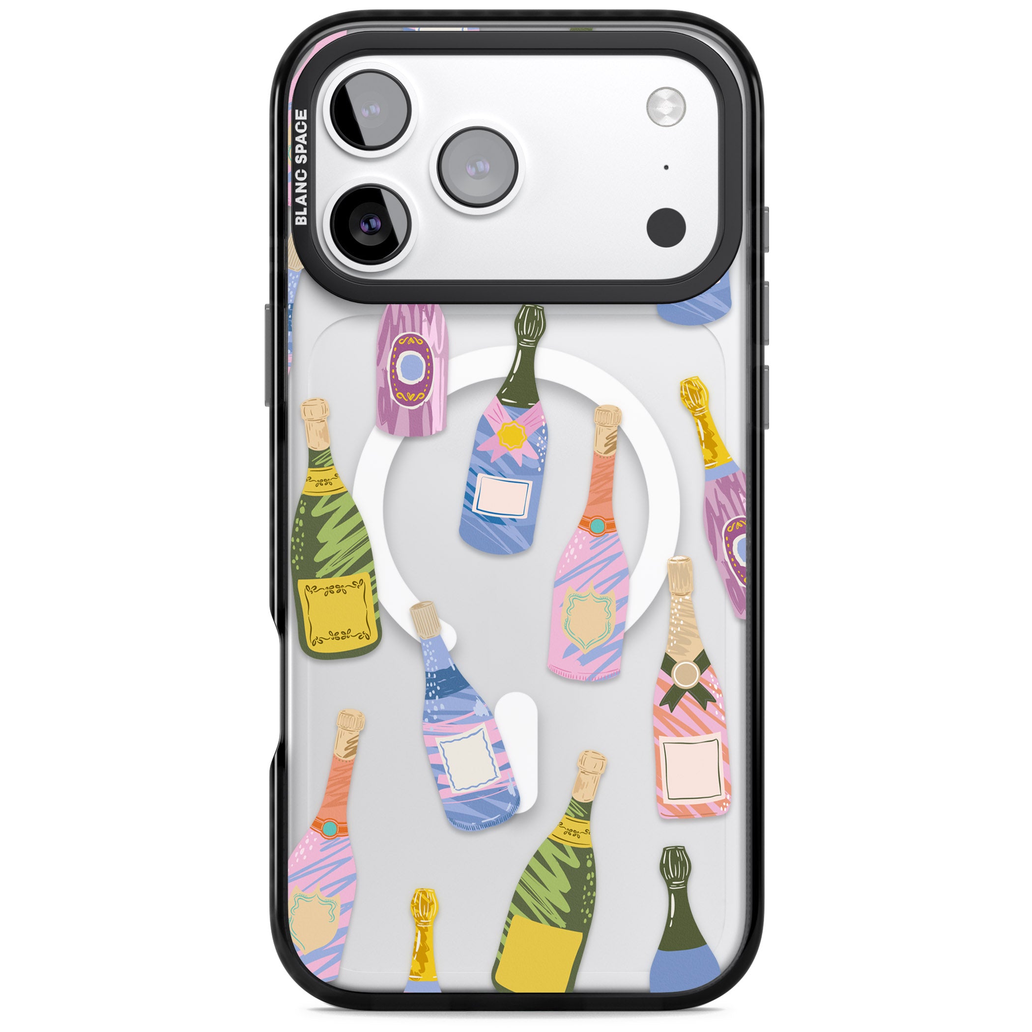 Champagne Pattern iPhone 17 Pro Impact Pro Black Phone Case