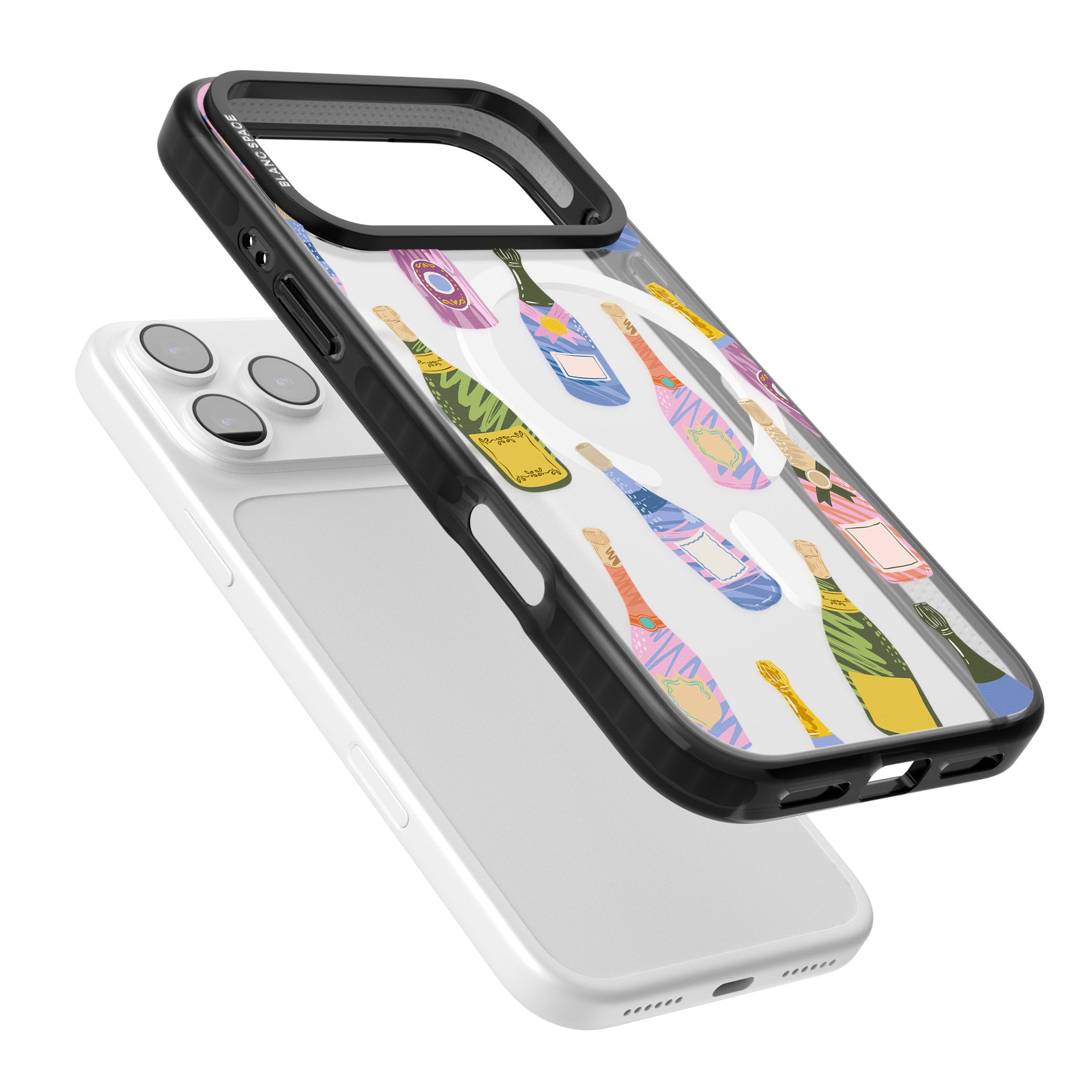 Champagne Pattern iPhone 17 Pro Impact Pro Black Phone Case Colours