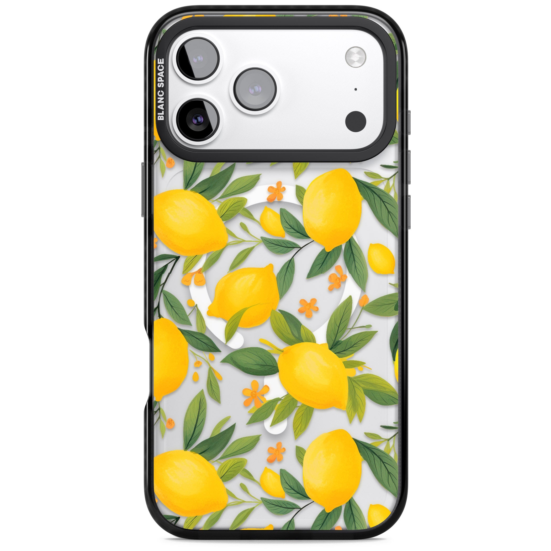 Lemon Pattern iPhone 17 Pro Impact Pro Black Phone Case