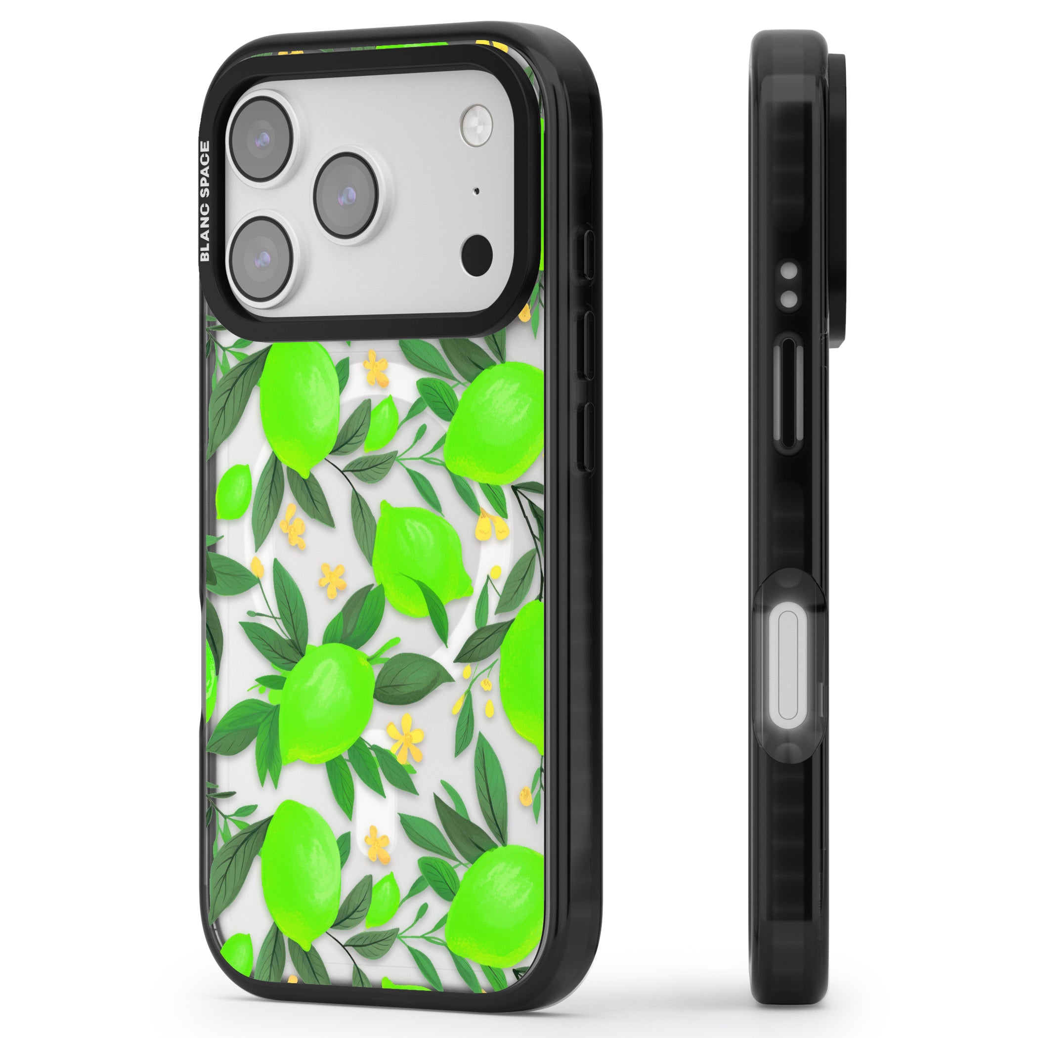Lime Pattern iPhone 17 Pro Impact Pro Black Phone Case Side Profile