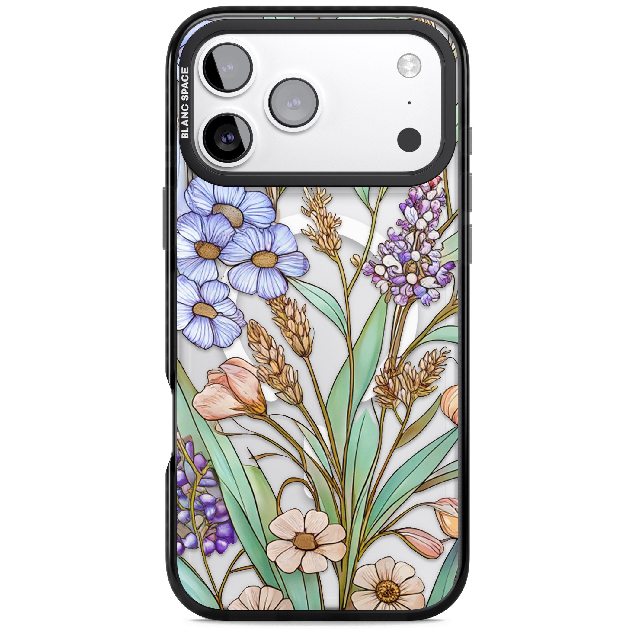 Glass Lavenders & Daisies iPhone 17 Pro Impact Pro Black Phone Case