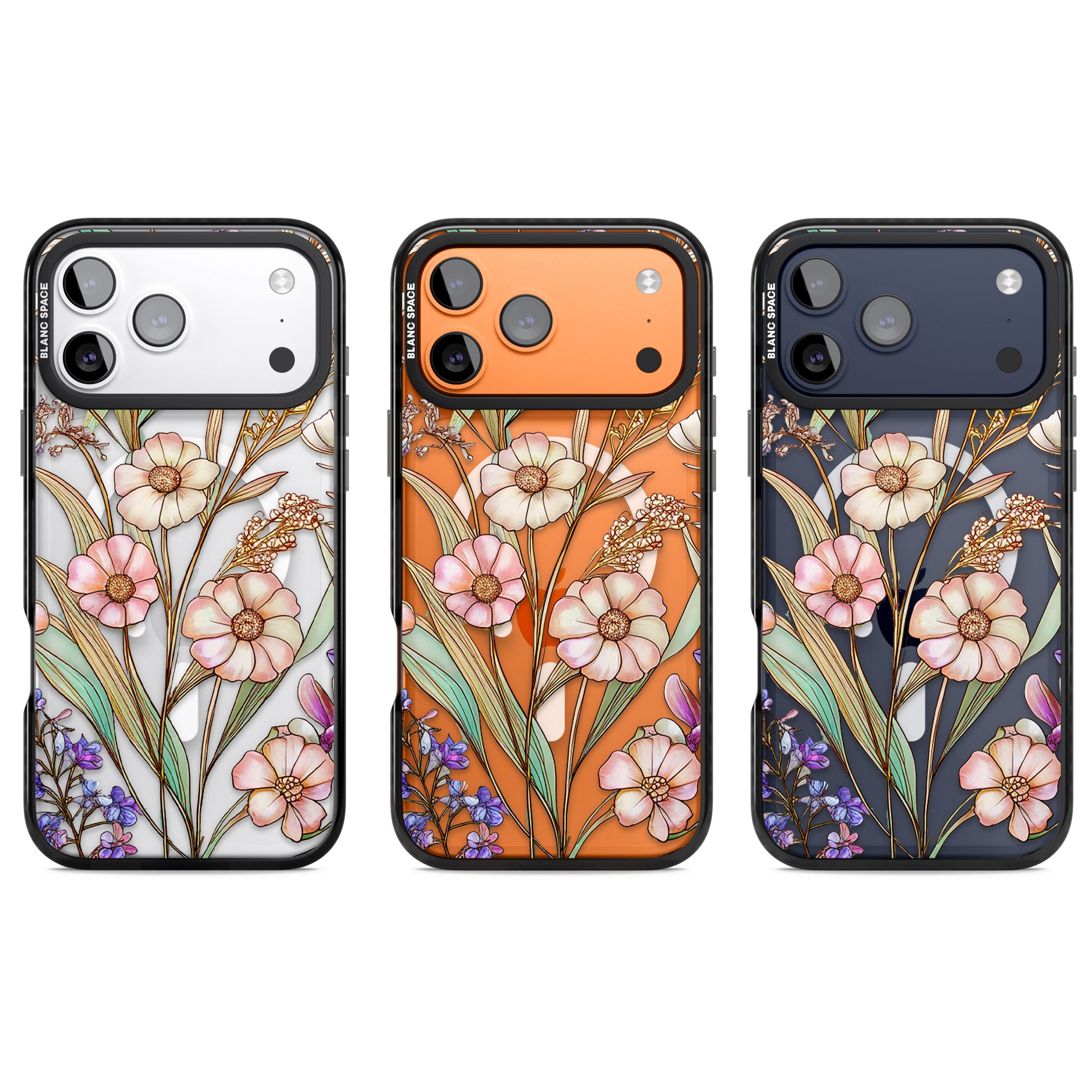 Glass Spring Flowers iPhone 17 Pro Impact Pro Black Phone Case APT Impact Protection