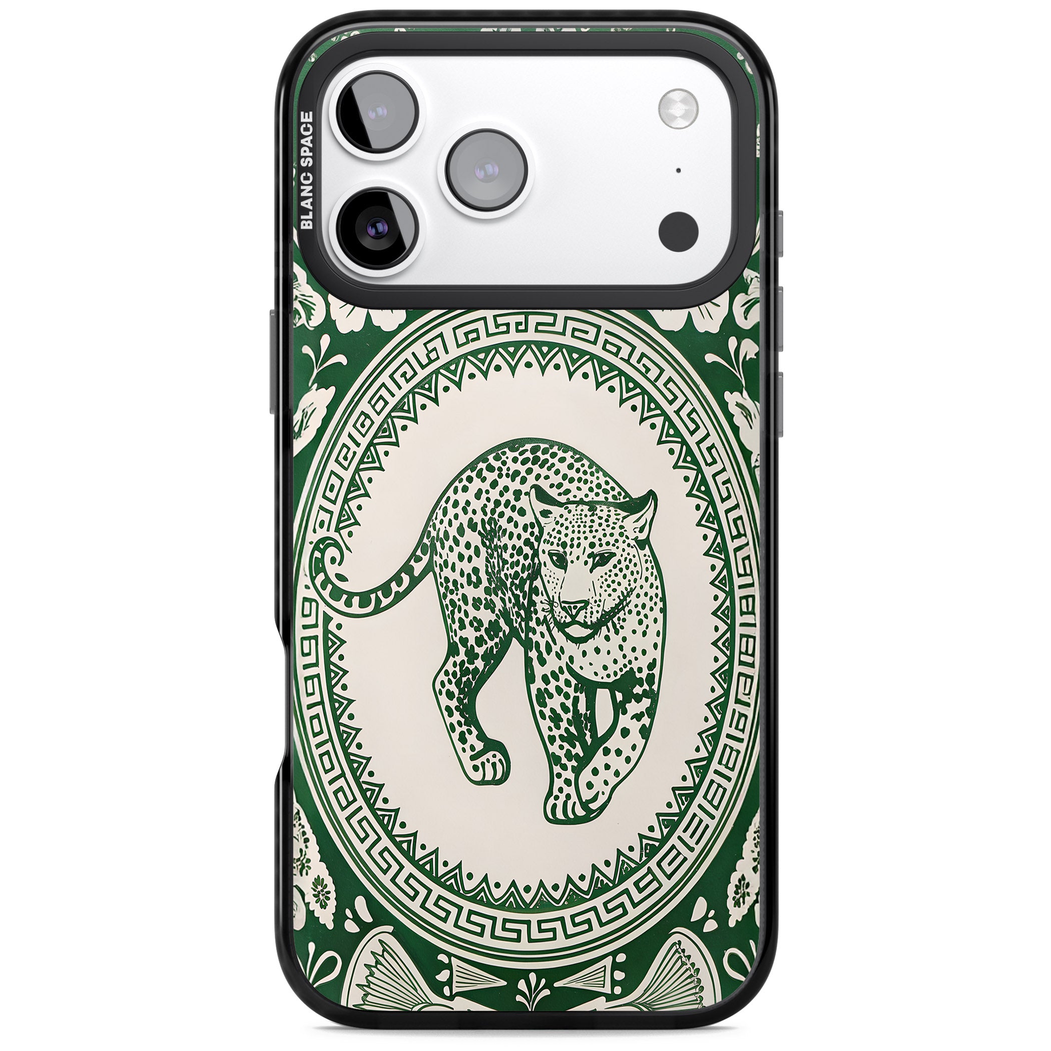 Green Leopard iPhone 17 Pro Impact Pro Black Phone Case