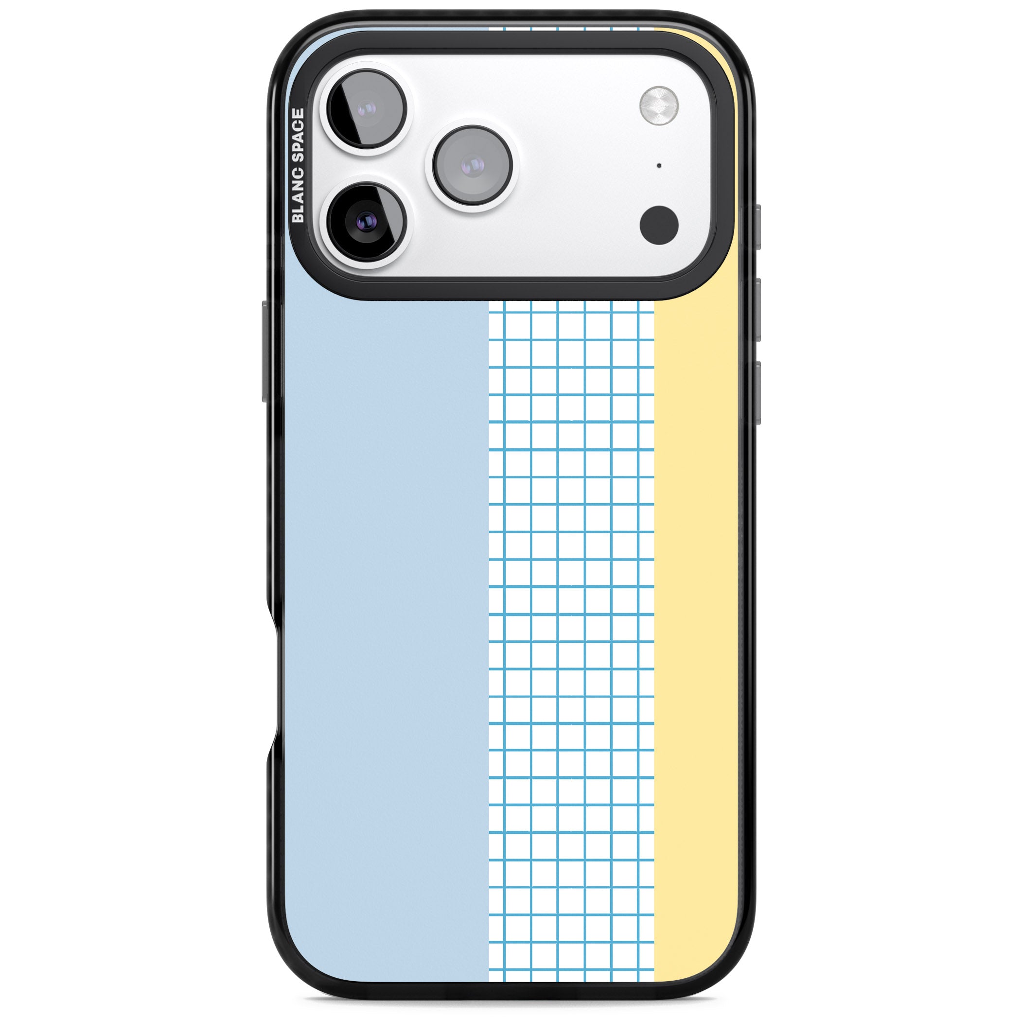 Abstract Grid Blue & Yellow iPhone 17 Pro Impact Pro Black Phone Case