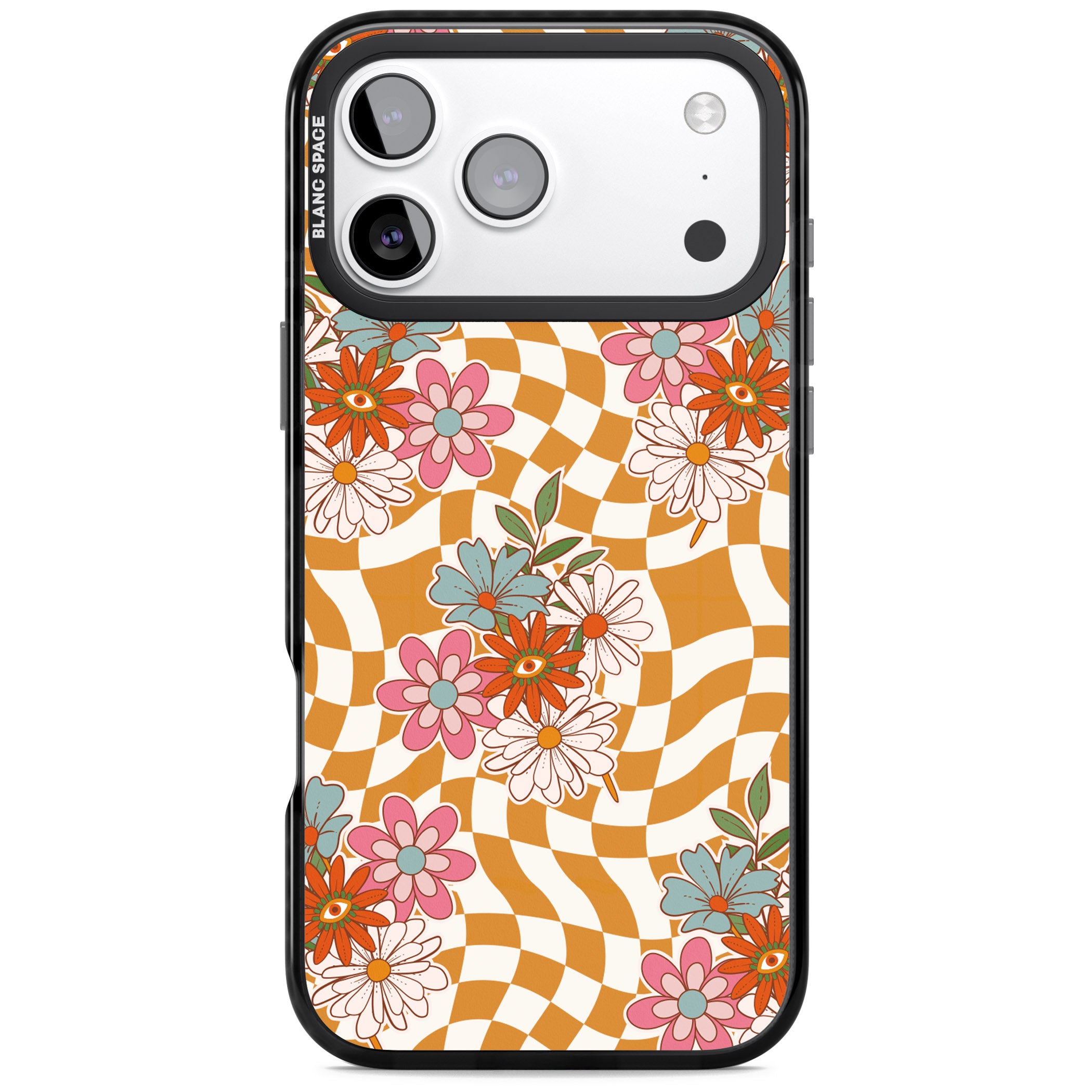 Wavy Checked Bloom iPhone 17 Pro Impact Pro Black Phone Case