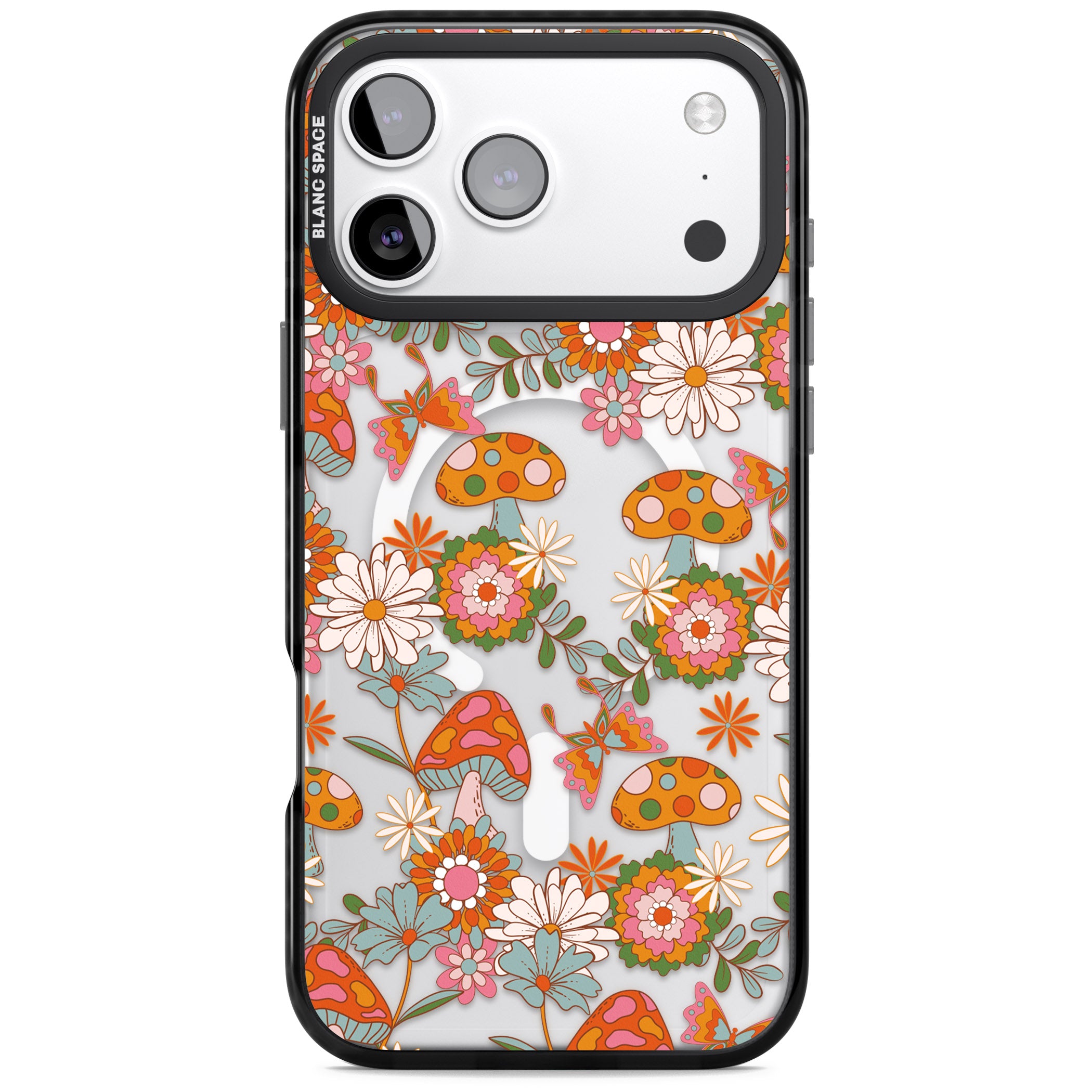 Groovy Shrooms & Flowers iPhone 17 Pro Impact Pro Black Phone Case