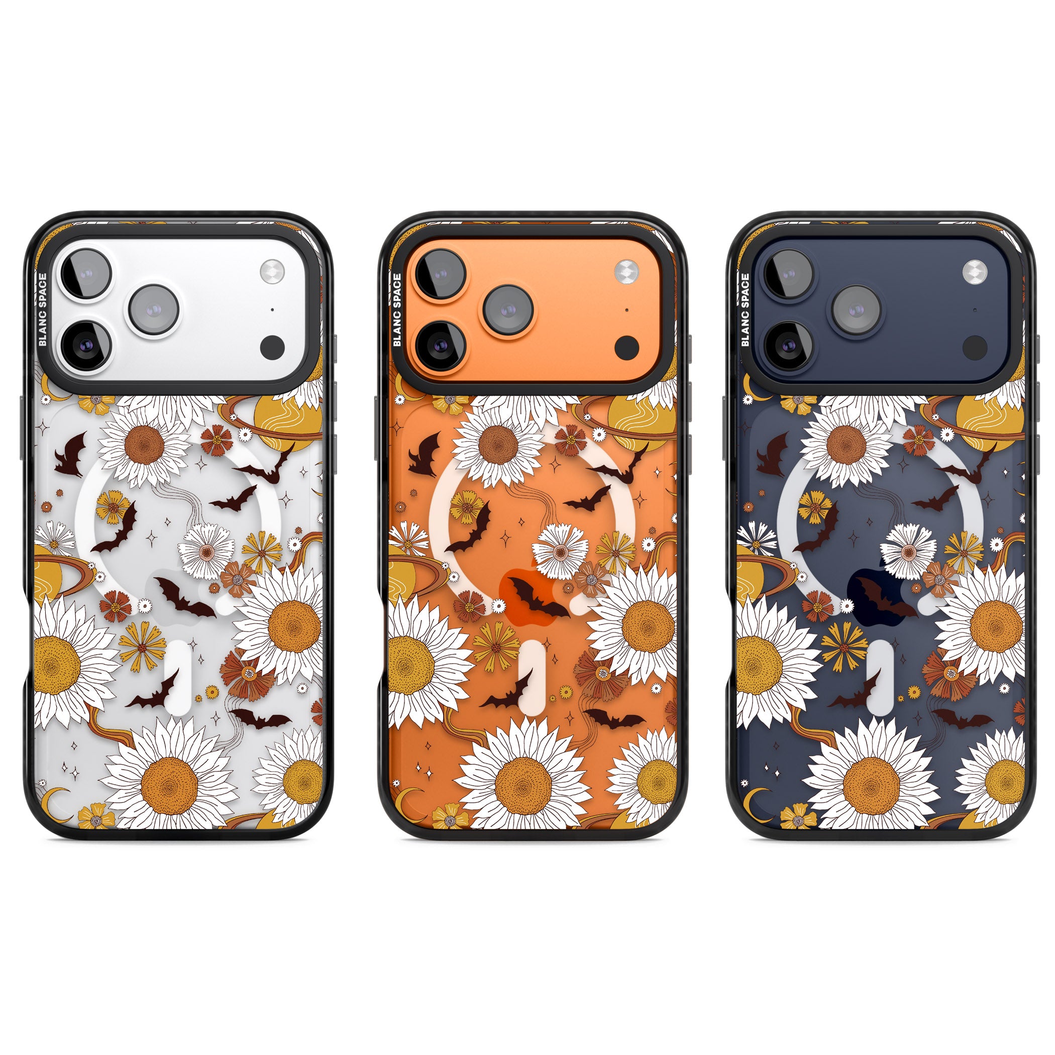 Halloween Bats And Planets iPhone 17 Pro Impact Pro Black Phone Case APT Impact Protection