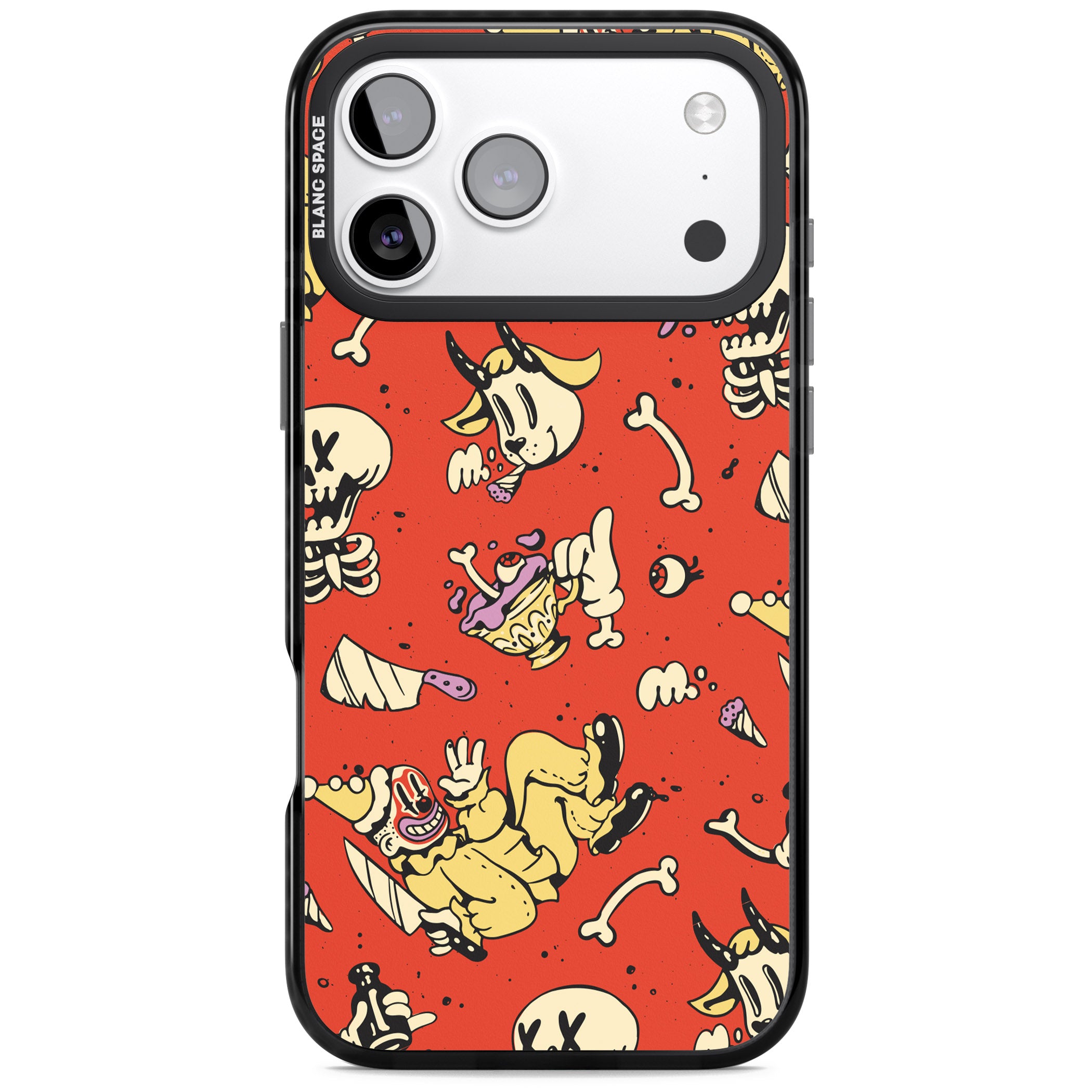 Red Retro Halloween Pattern iPhone 17 Pro Impact Pro Black Phone Case